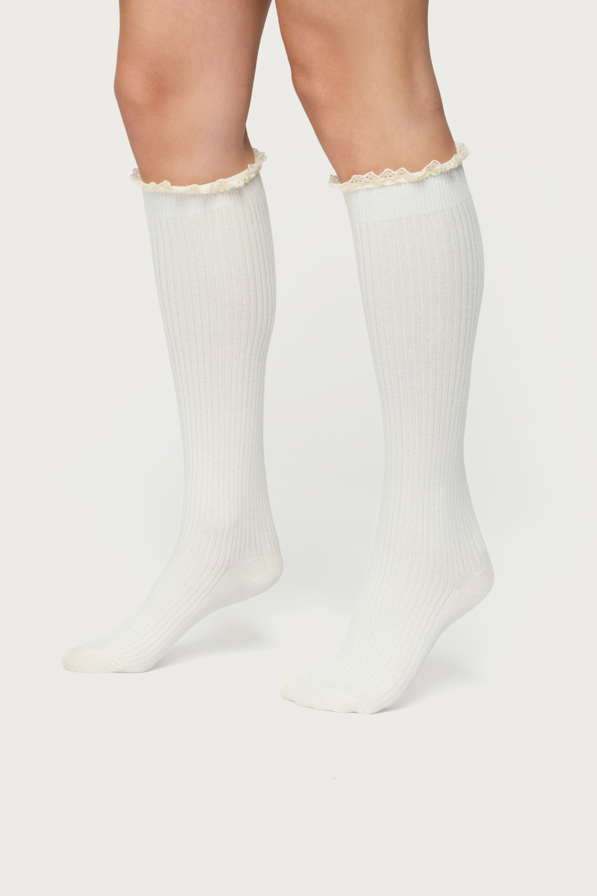 Lacey Ruffle Knee High Socks-Milans Time