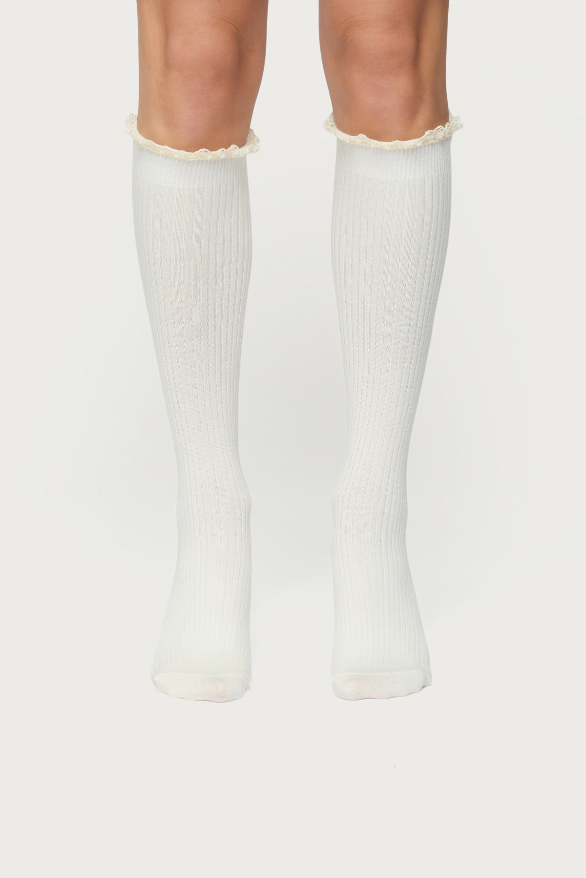 Lacey Ruffle Knee High Socks-Milans Time