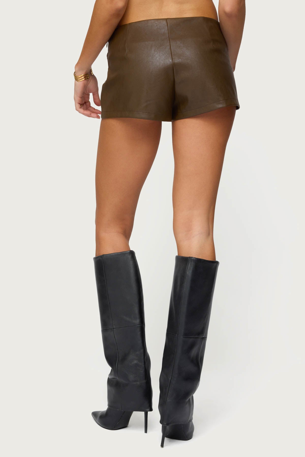 Reese Studded Faux Leather Micro Shorts-Milans Time
