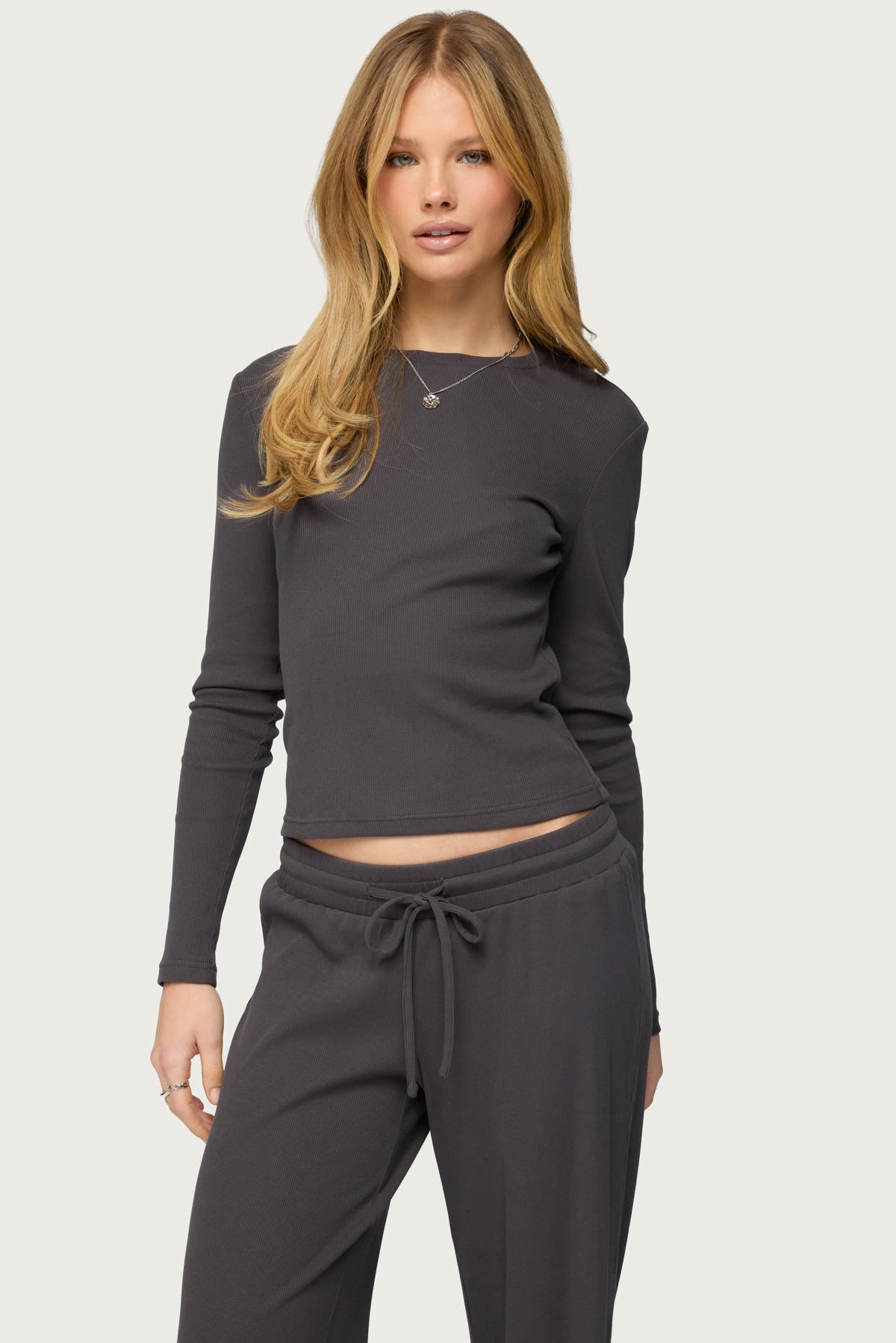 Cicilia Long Sleeve Ribbed T Shirt-Milans Time