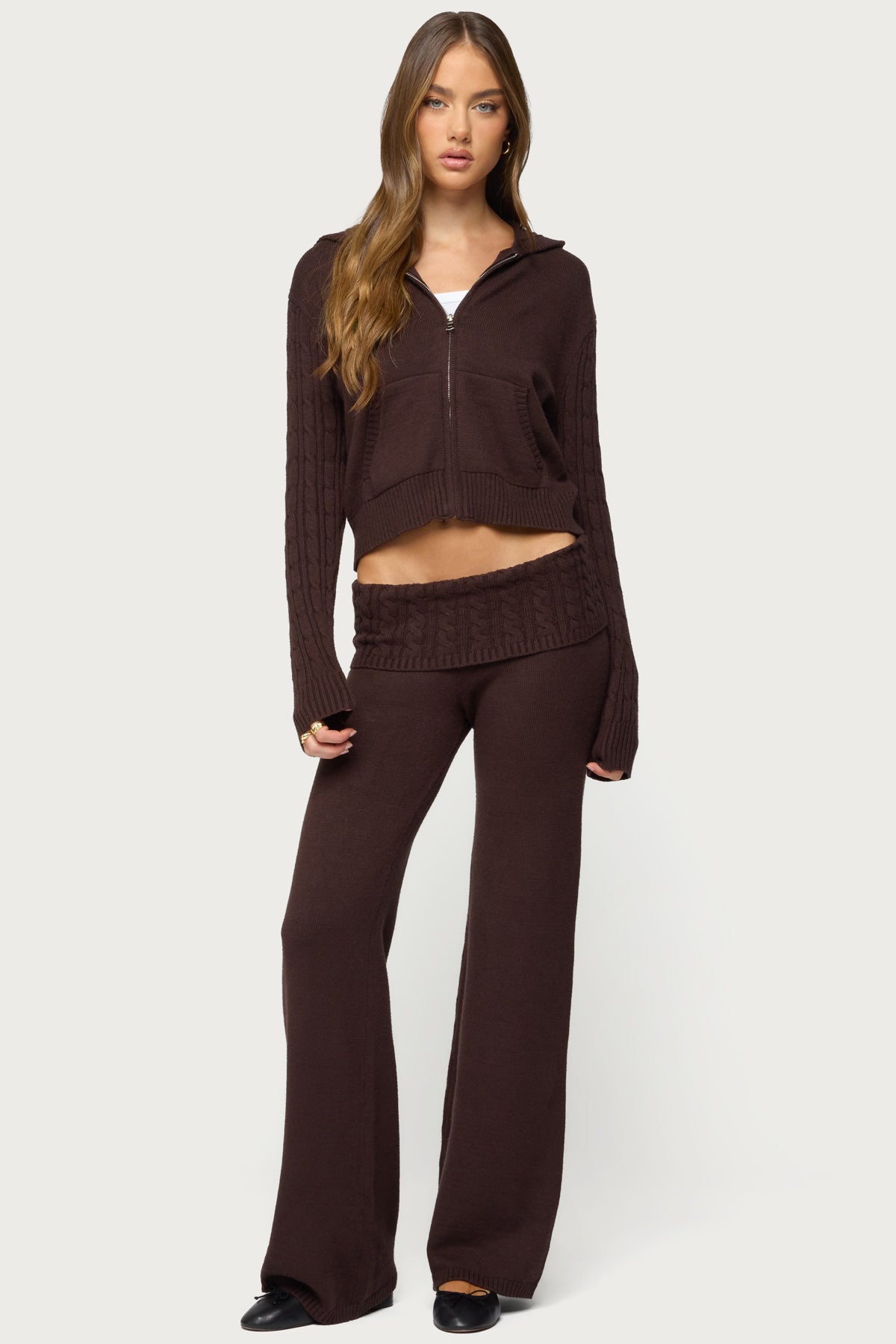 Lula Cable Knit Foldover Pants-Milans Time