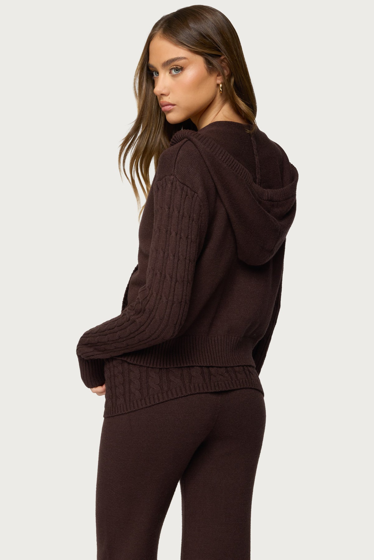 Lula Cable Knit Zip Up Hoodie-Milans Time