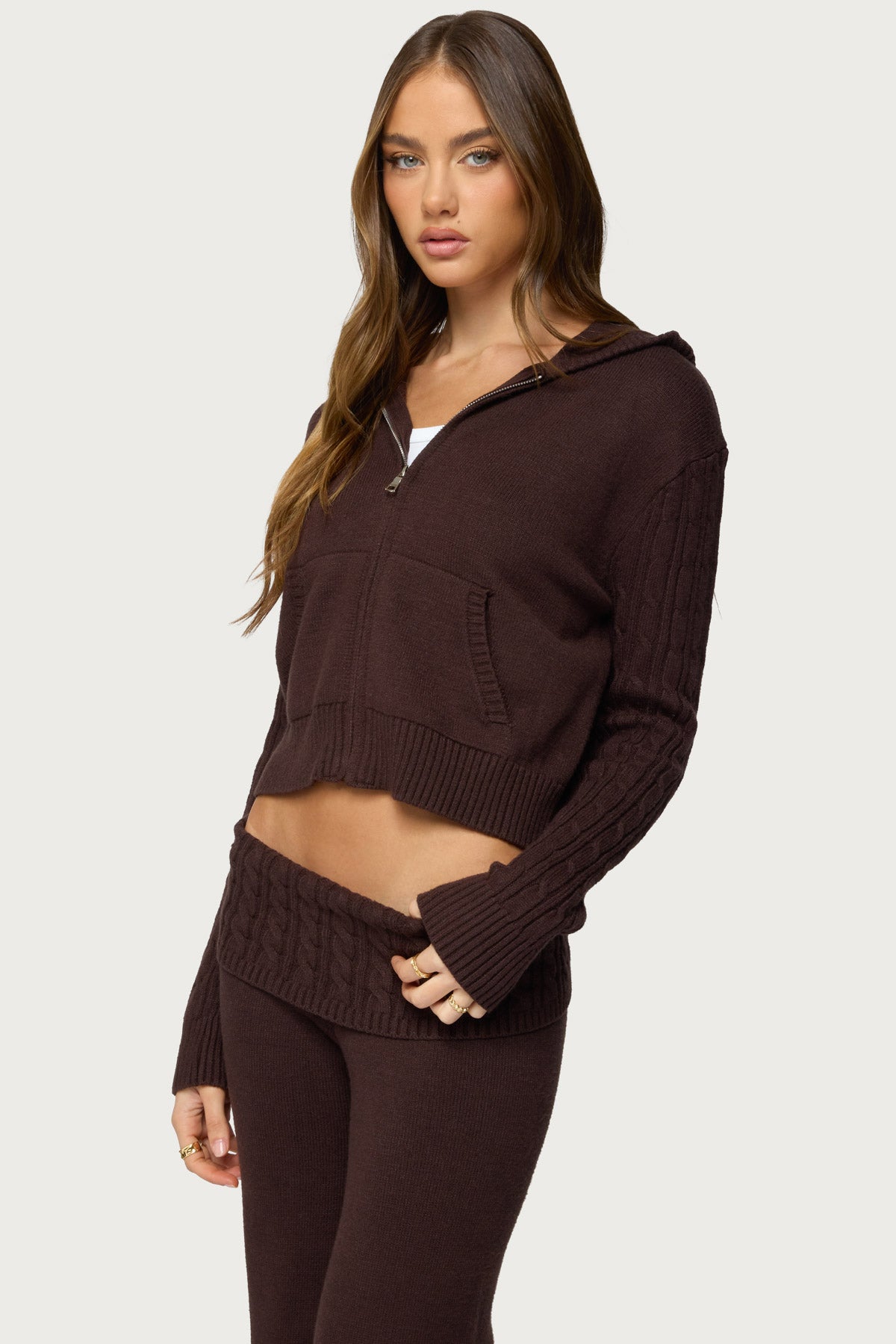 Lula Cable Knit Zip Up Hoodie-Milans Time