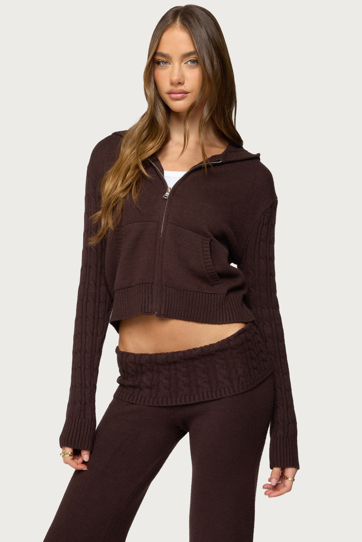 Lula Cable Knit Zip Up Hoodie-Milans Time