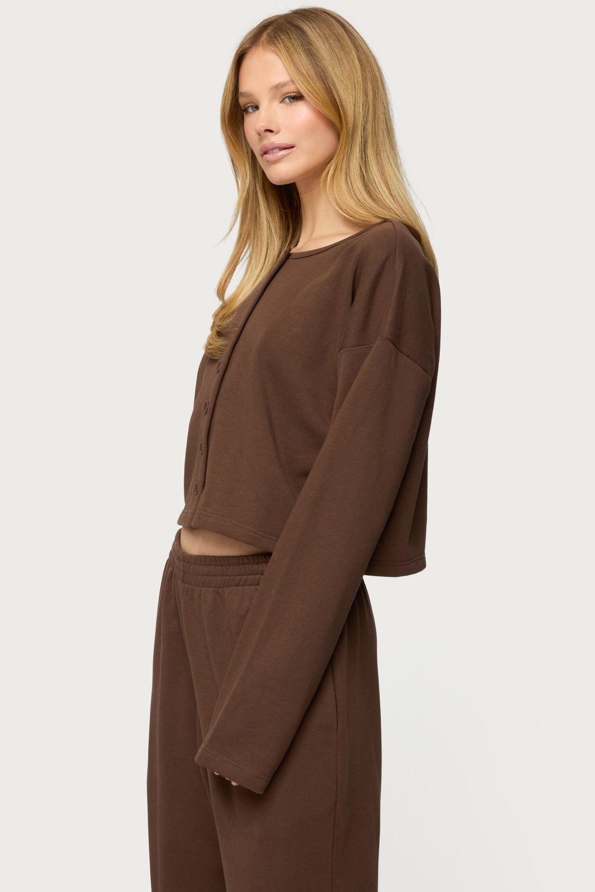 Binah Oversized French Terry Button Up Sweatshirt-Milans Time