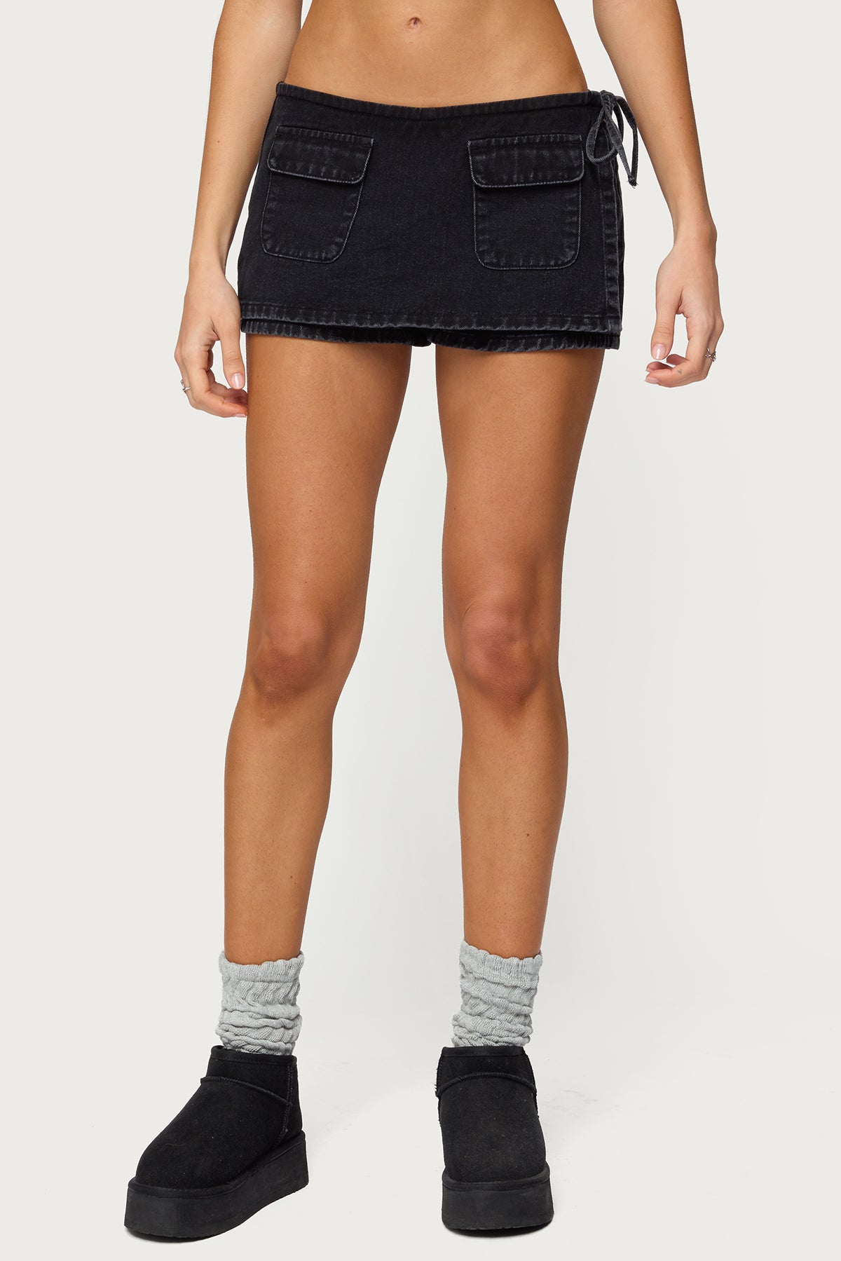 Giselle Wrap Denim Mini Skort-Milans Time