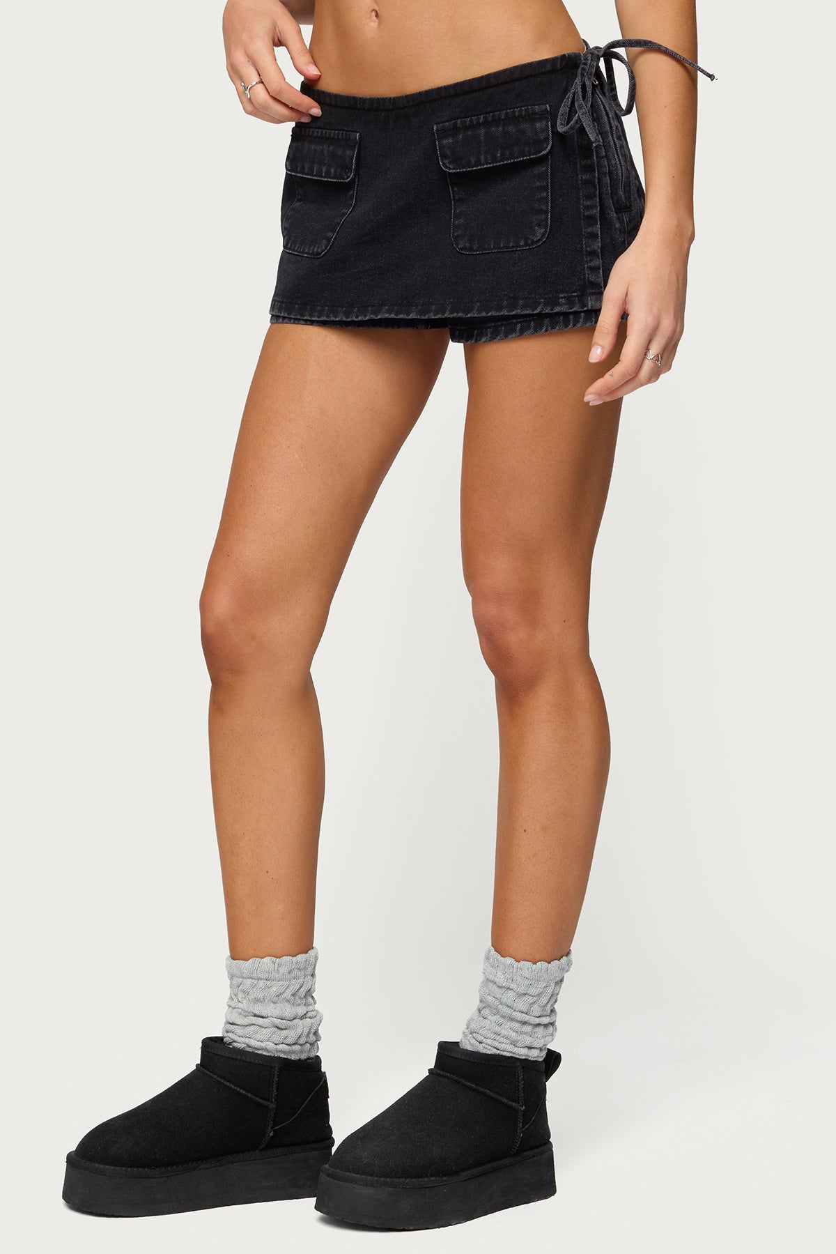 Giselle Wrap Denim Mini Skort-Milans Time