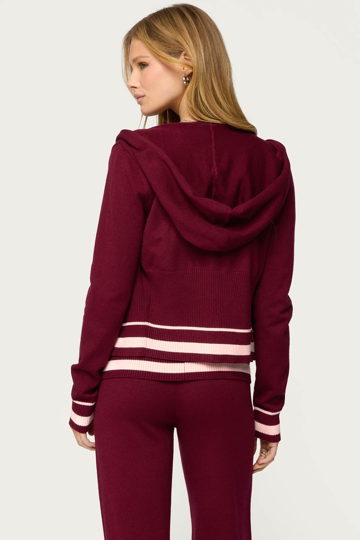 Kaliya Stripey Knit Zip Up Hoodie-Milans Time