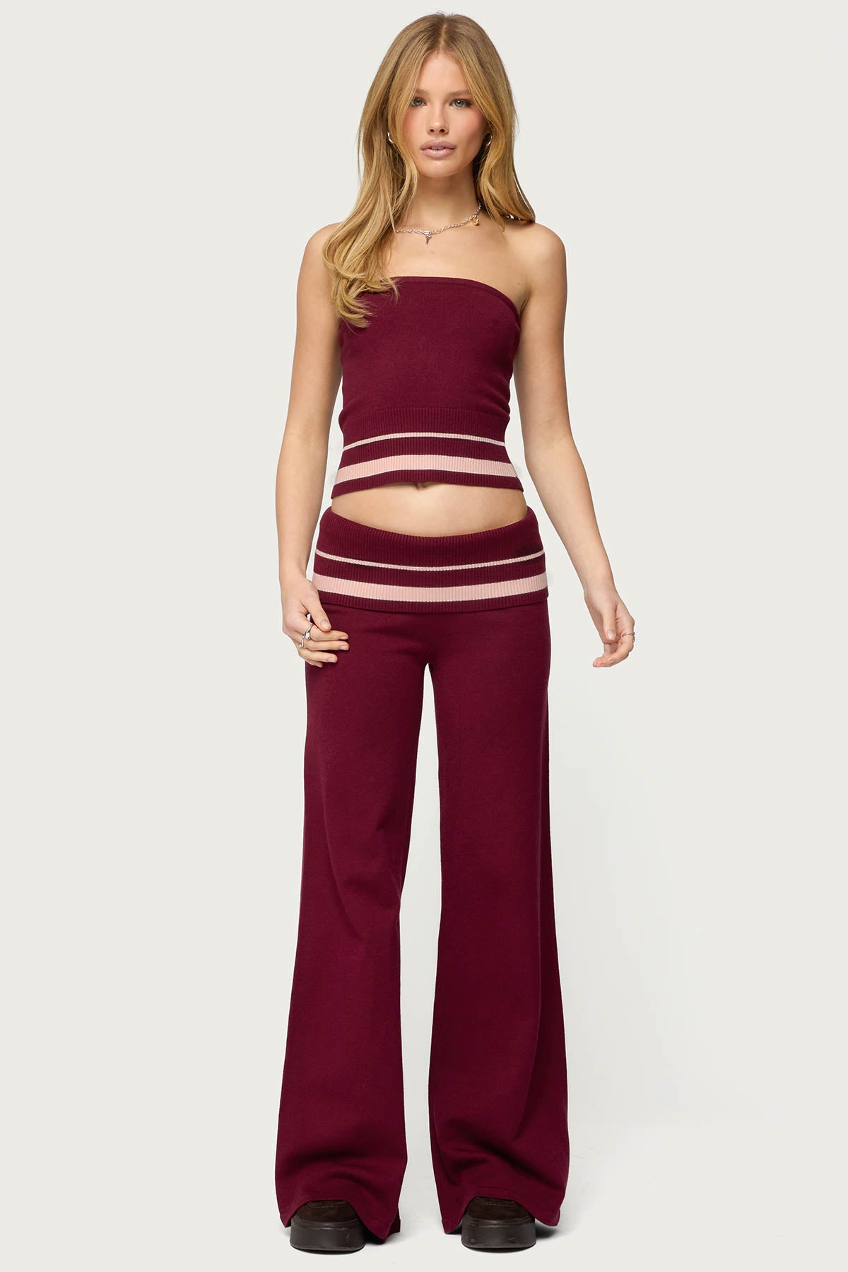 Kaliya Stripey Strapless Knit Top-Milans Time