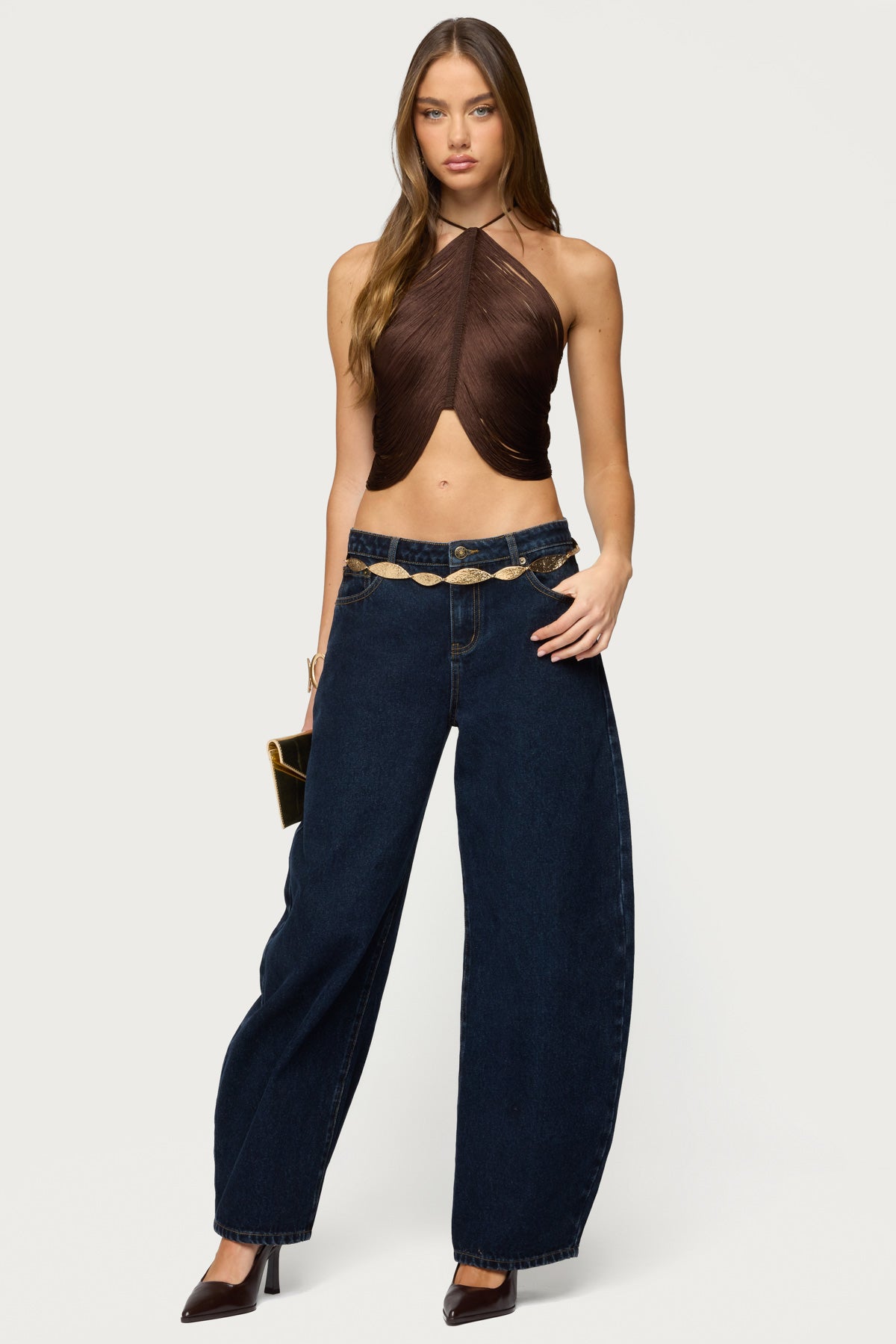 Hara Fringed Crisscross Backless Top-Milans Time