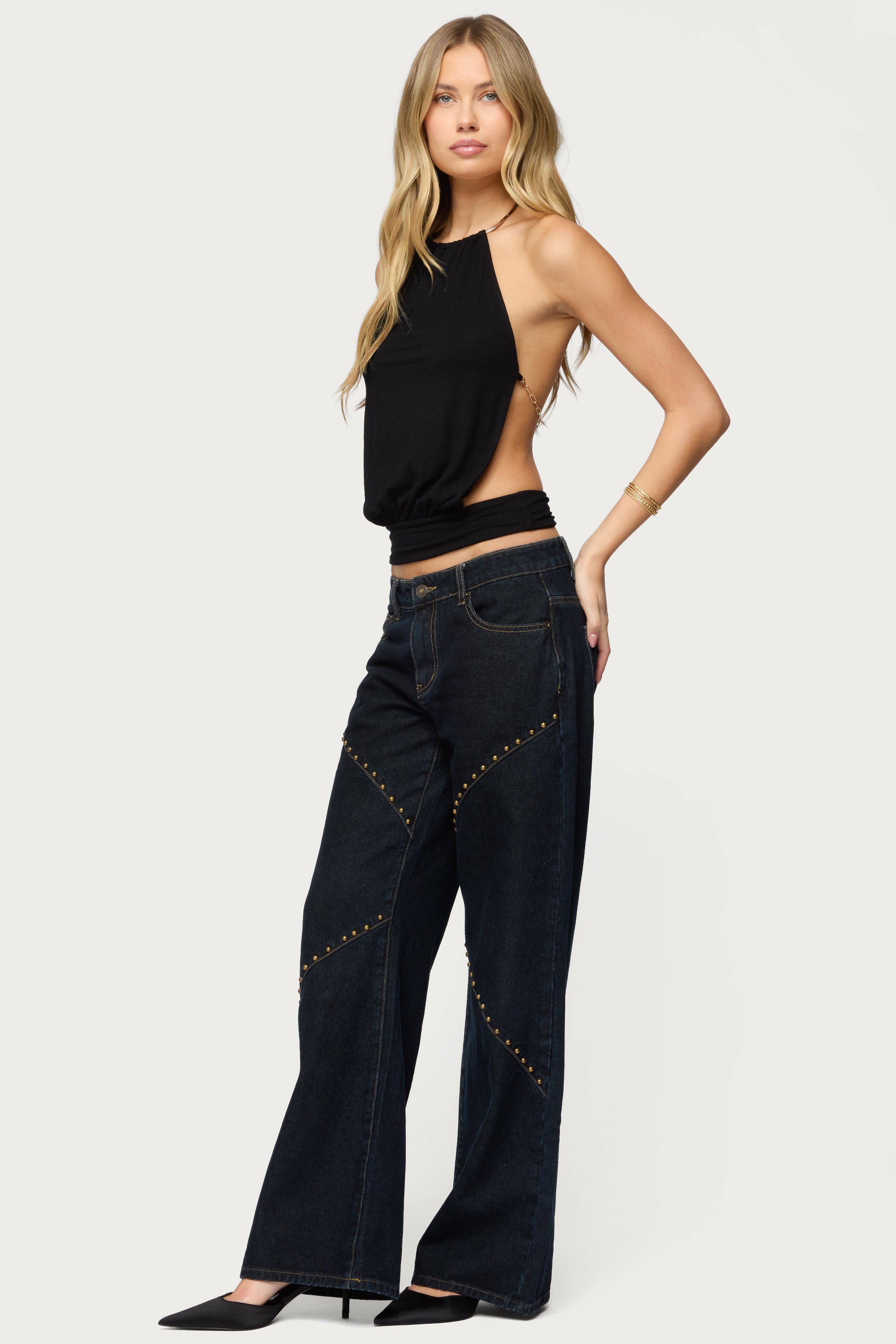 Charla Stud Low Rise Baggy Jeans-Milans Time