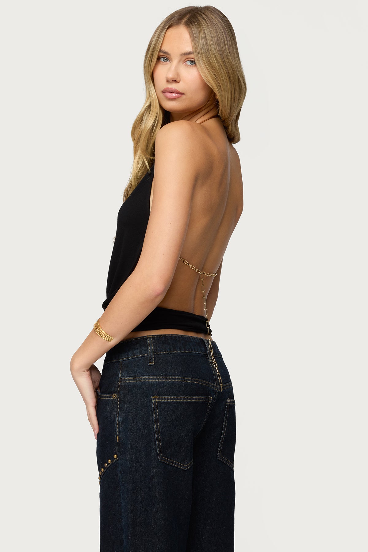 Damarey Chain Backless Halter Top-Milans Time
