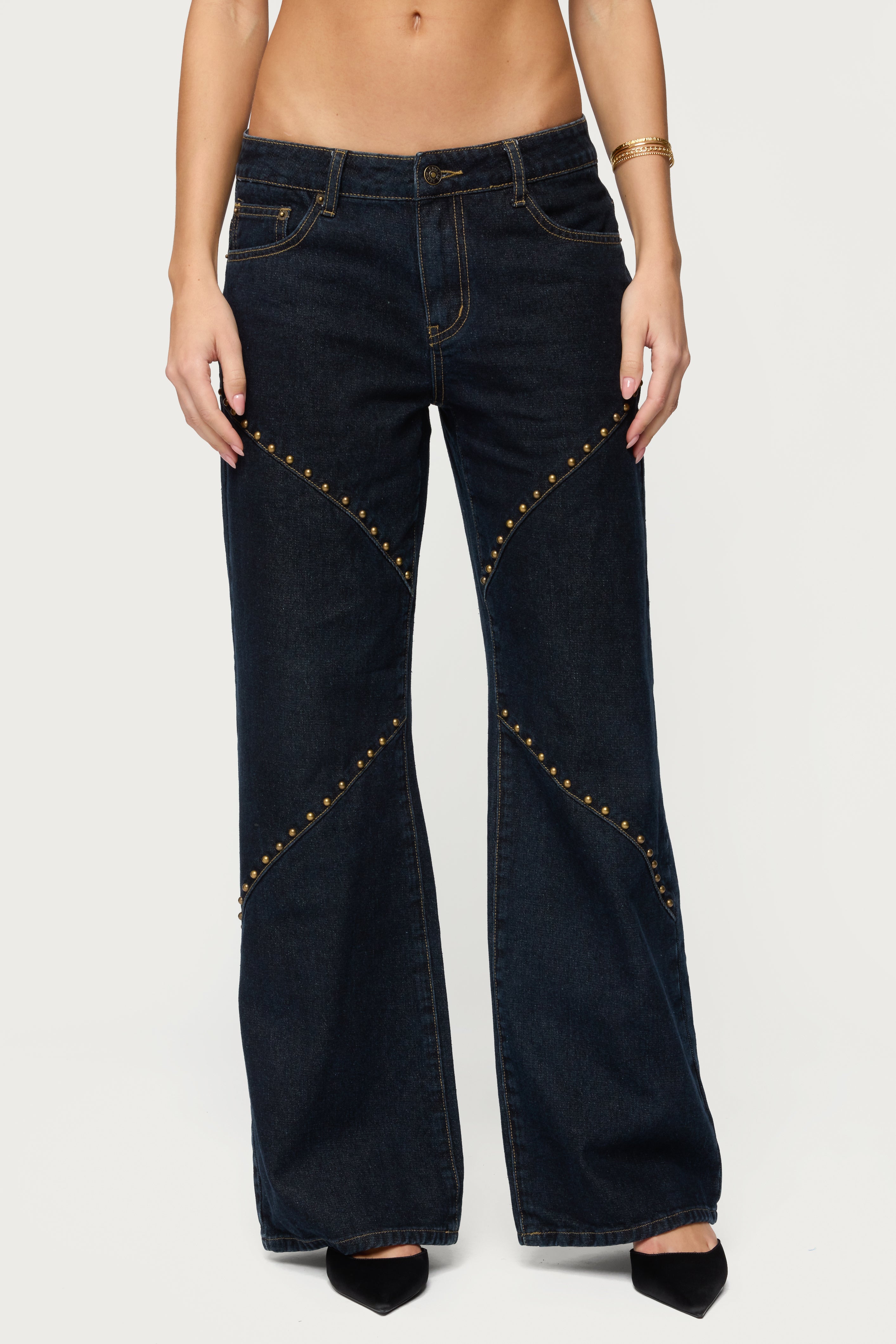 Charla Stud Low Rise Baggy Jeans-Milans Time