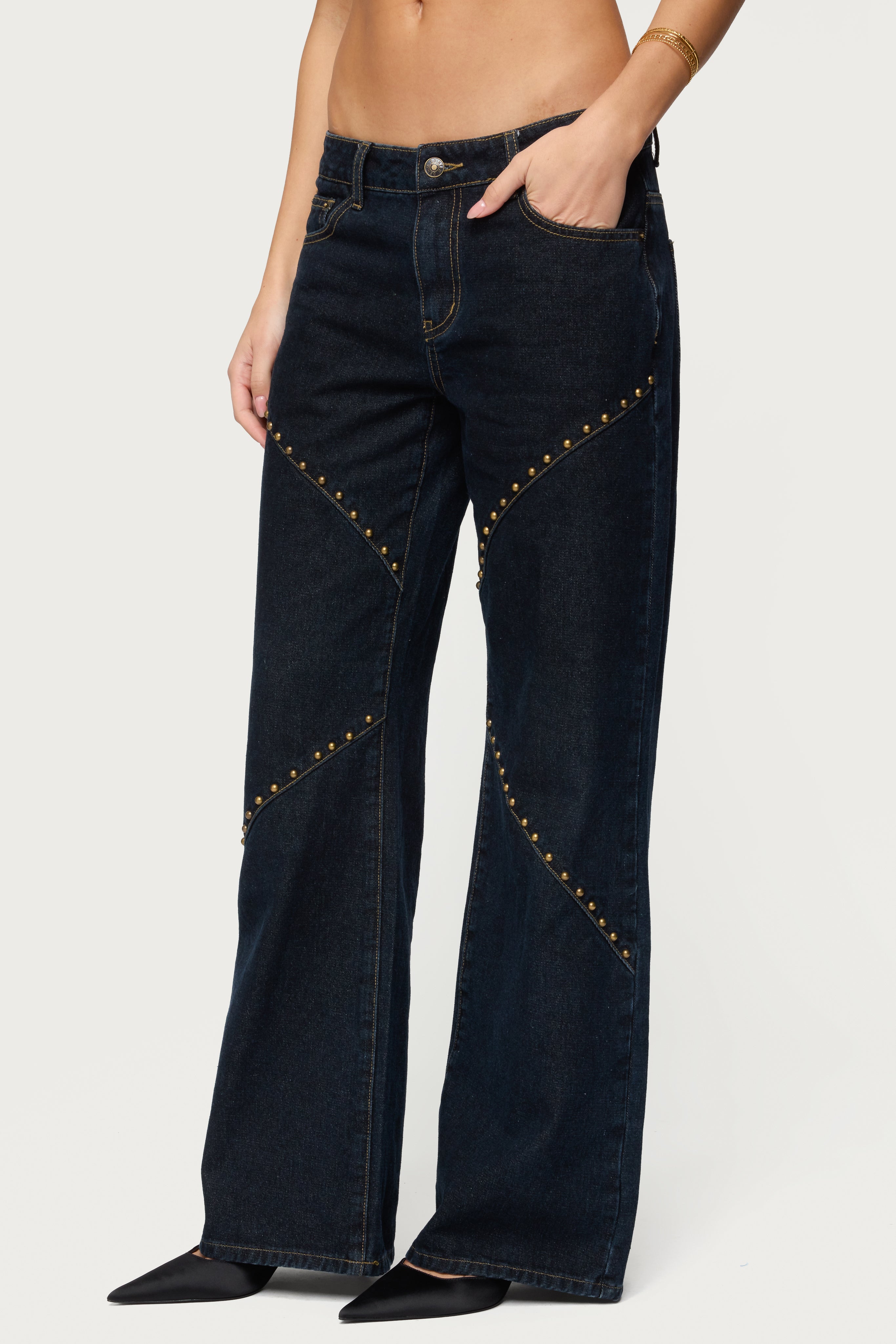 Charla Stud Low Rise Baggy Jeans-Milans Time