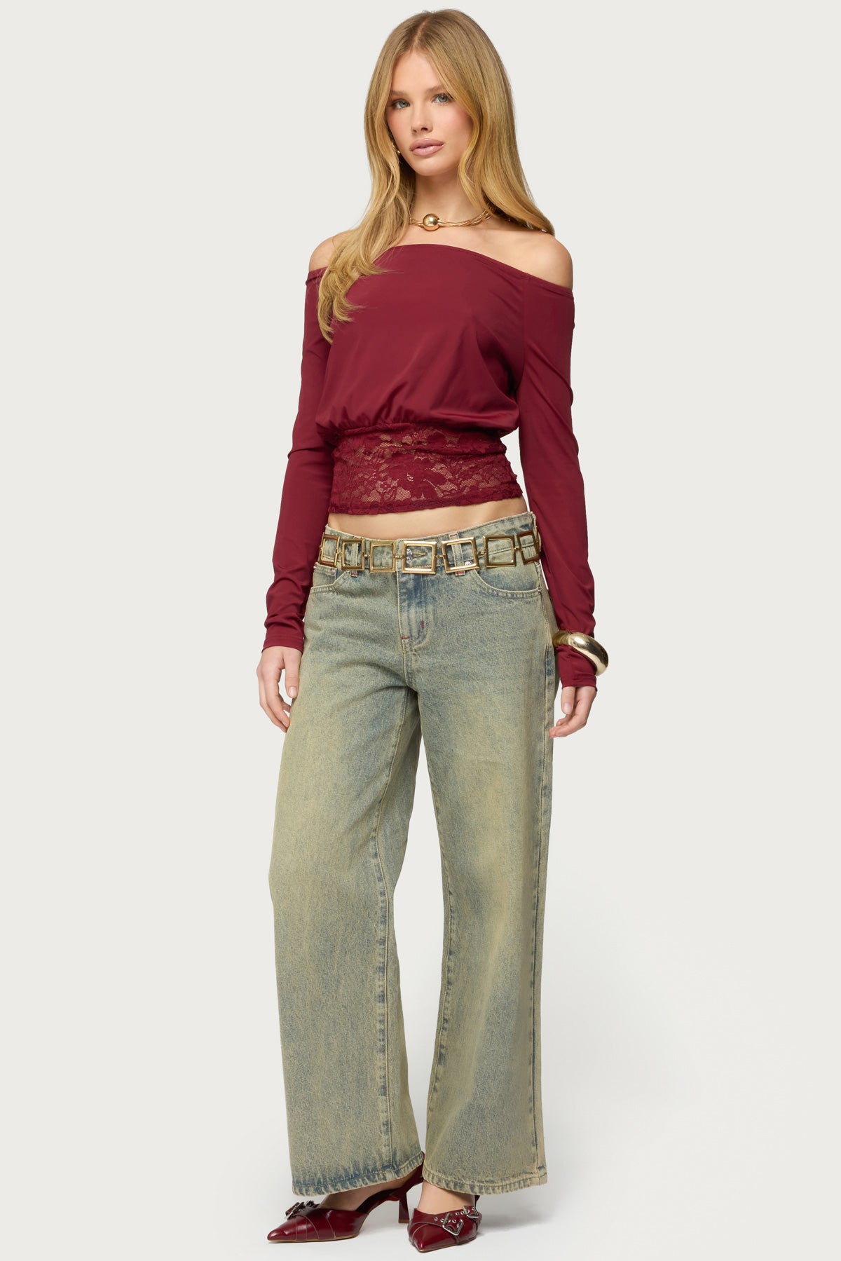 Dorona Lacey Off Shoulder Top-Milans Time