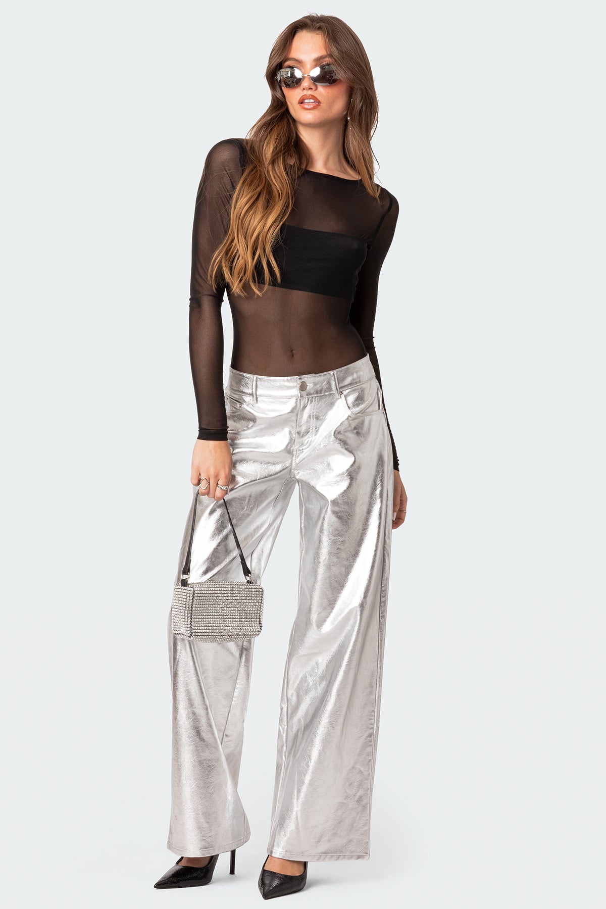 Sheer Mesh Bandeau Bodysuit-Milans Time