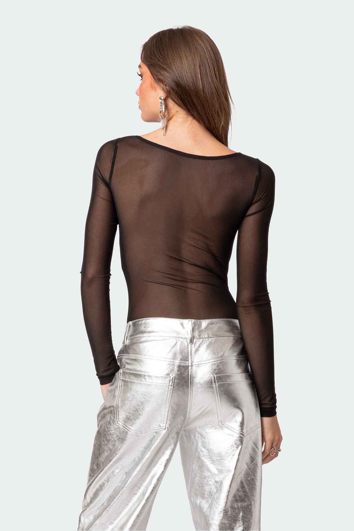 Sheer Mesh Bandeau Bodysuit-Milans Time