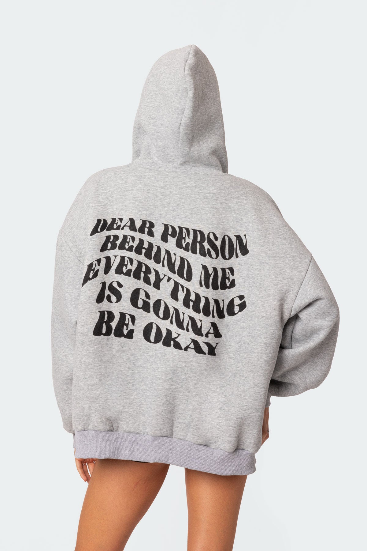 Everything'S Ok Zip Up Oversized Hoodie-Milans Time