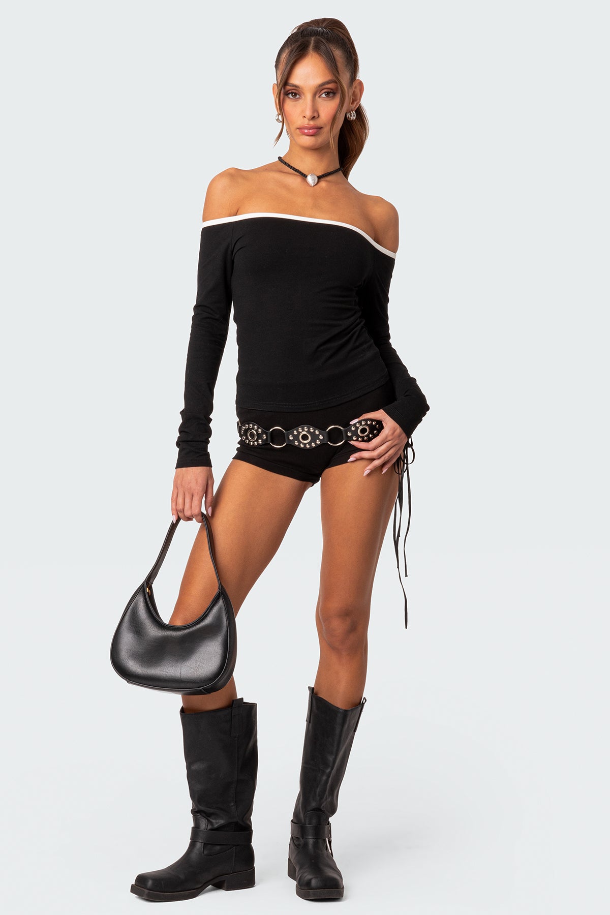 Captain Contrast Off Shoulder Top-Milans Time