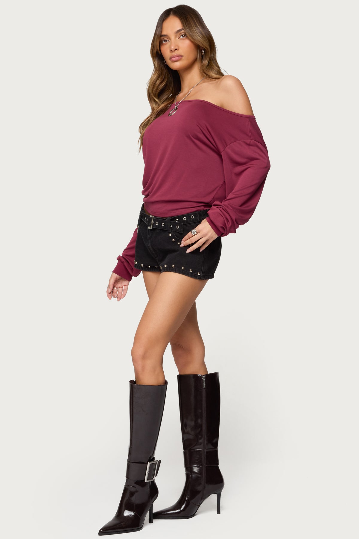 Nannie Off Shoulder Oversized Top-Milans Time