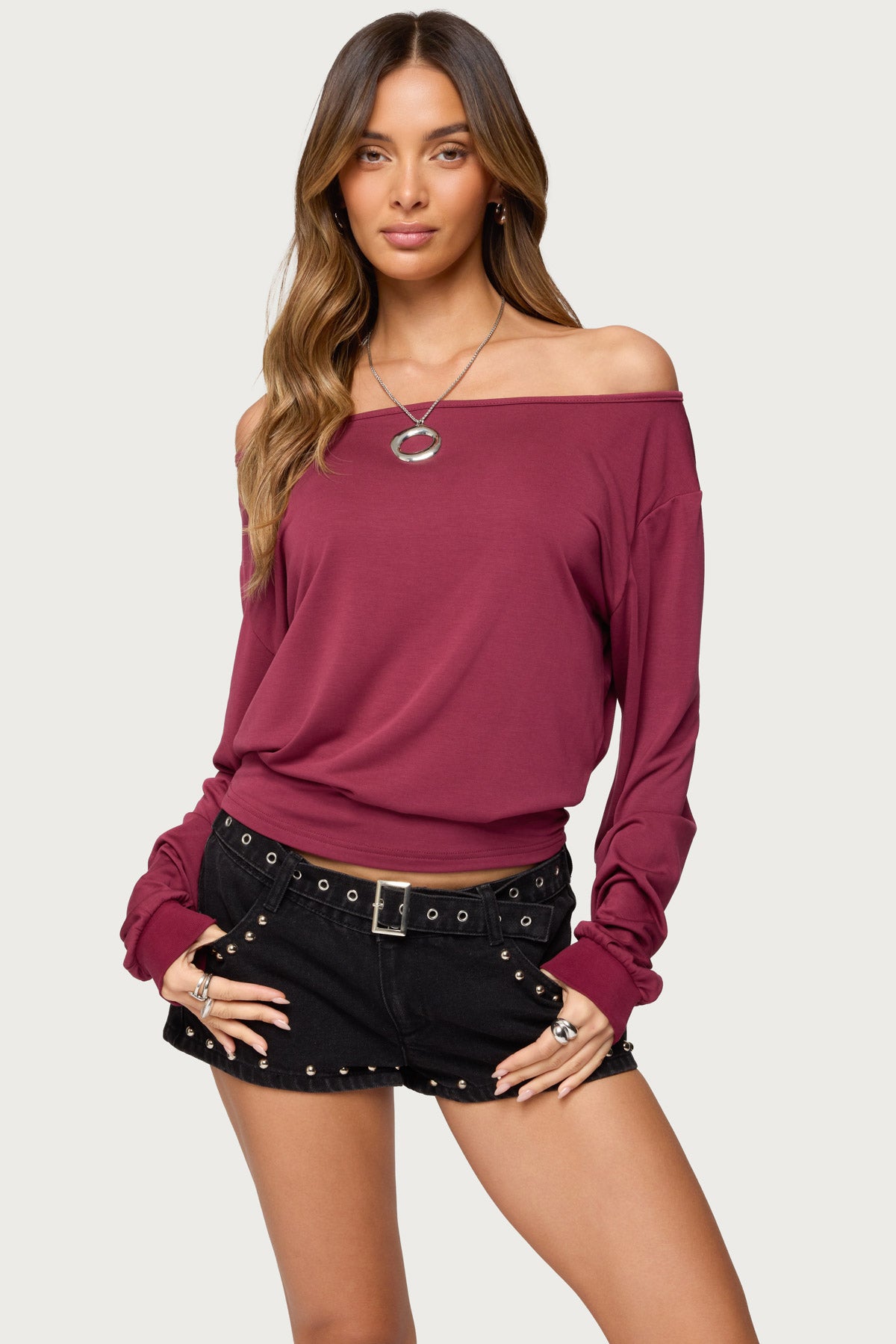 Nannie Off Shoulder Oversized Top-Milans Time