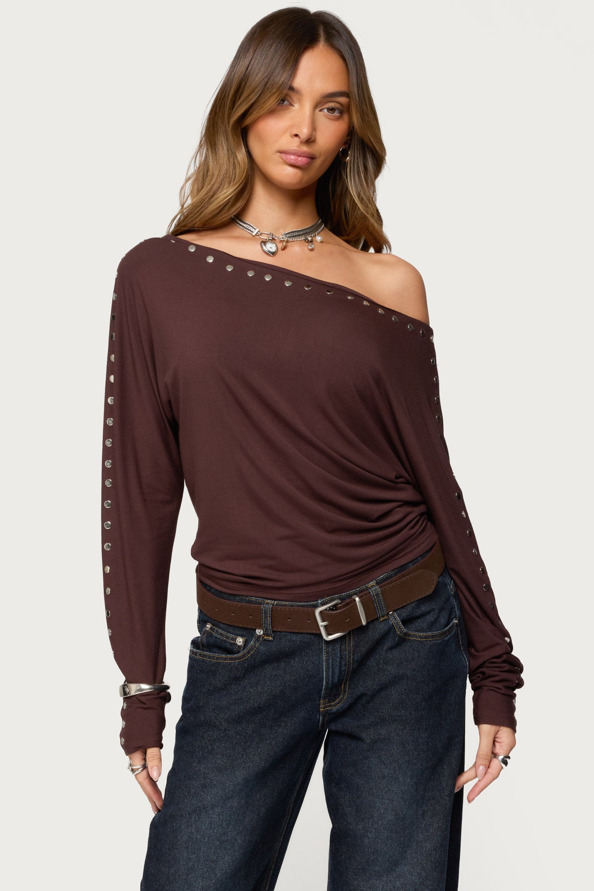 Paola Off Shoulder Stud Top-Milans Time
