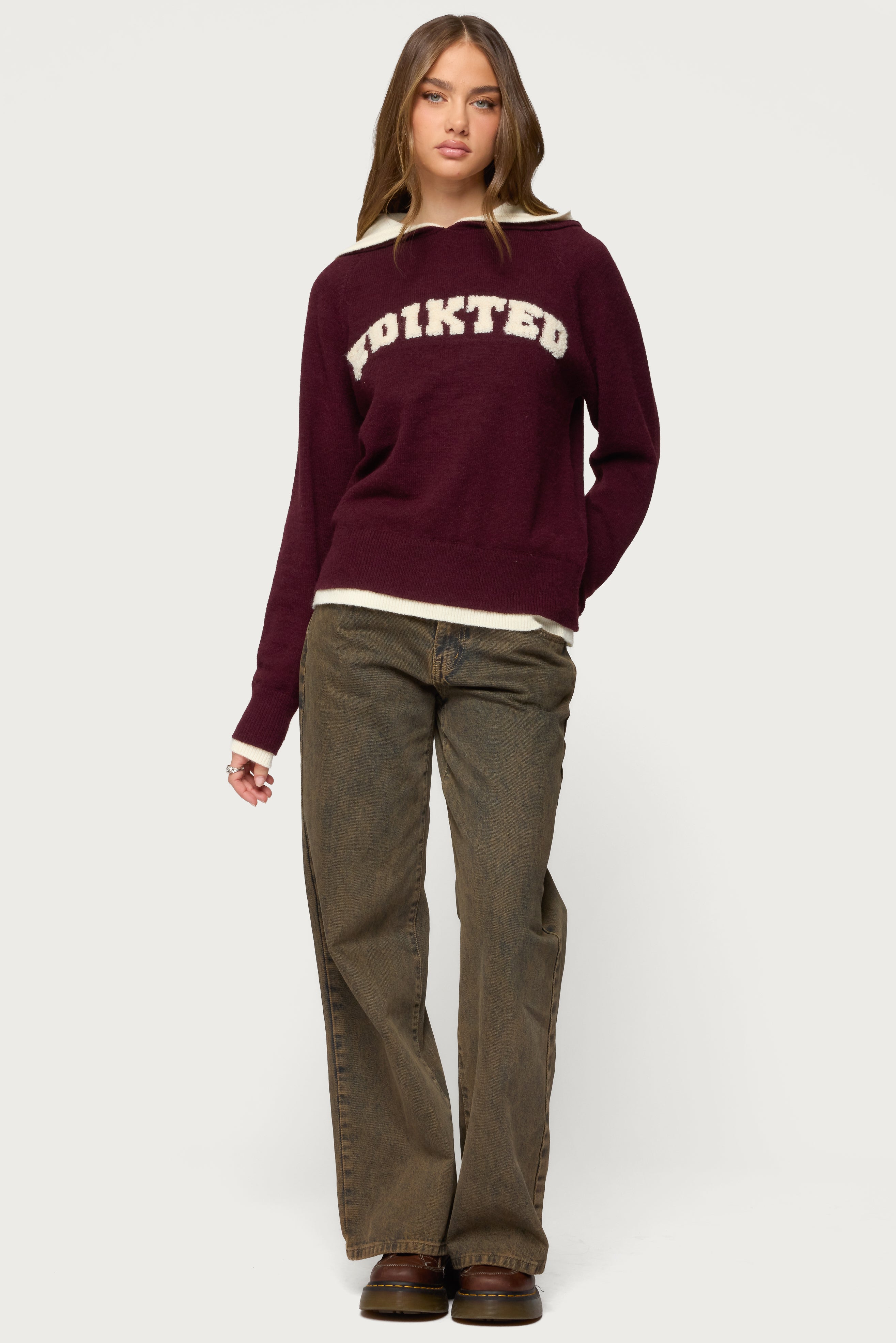 Milans Time Varsity Contrast Layered Knit Hoodie-Milans Time