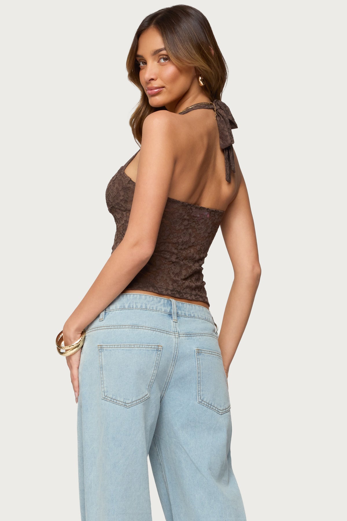 Zolah Lace Straight Neck Halter Top-Milans Time