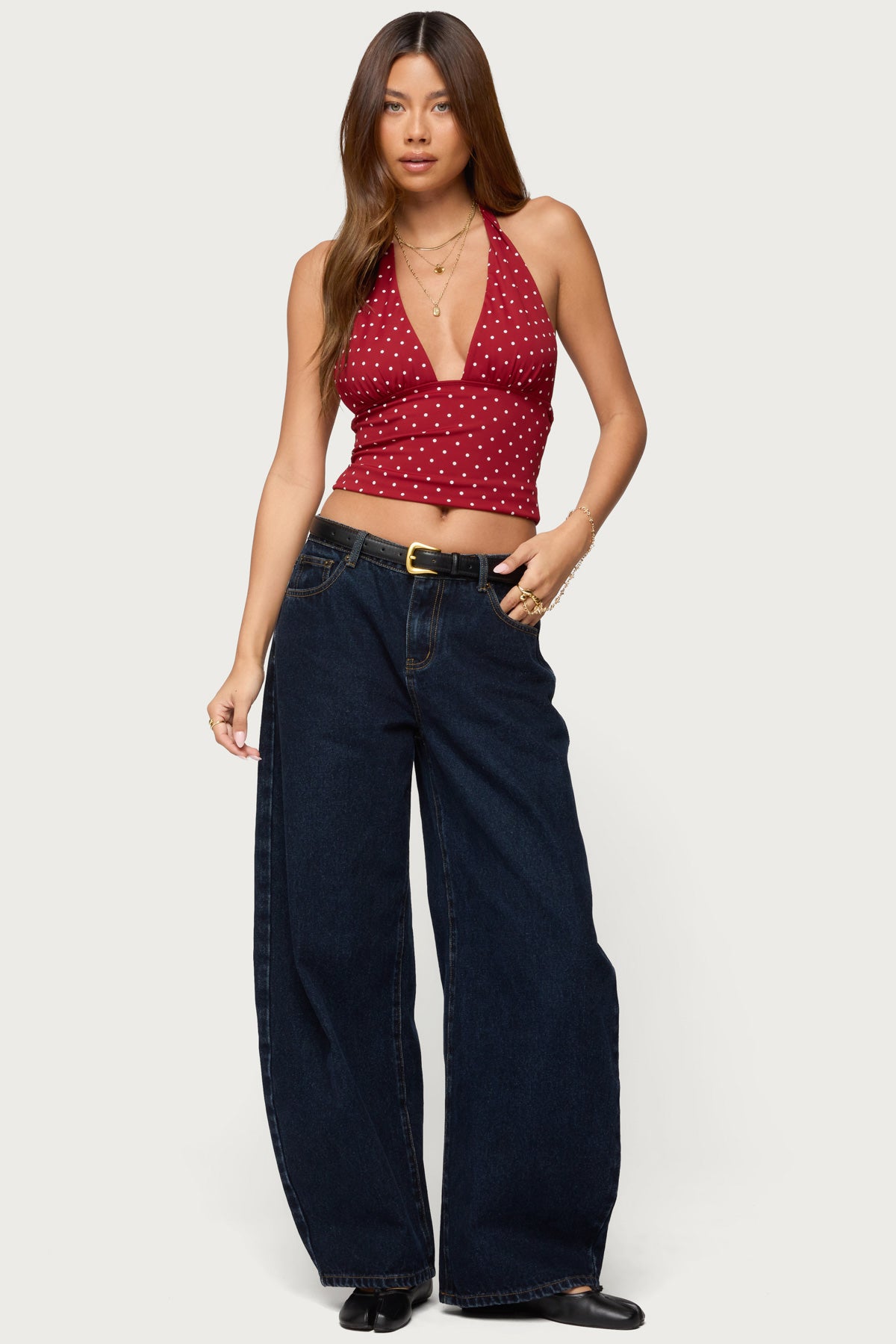 Blaire Polka Dot Halter Top-Milans Time