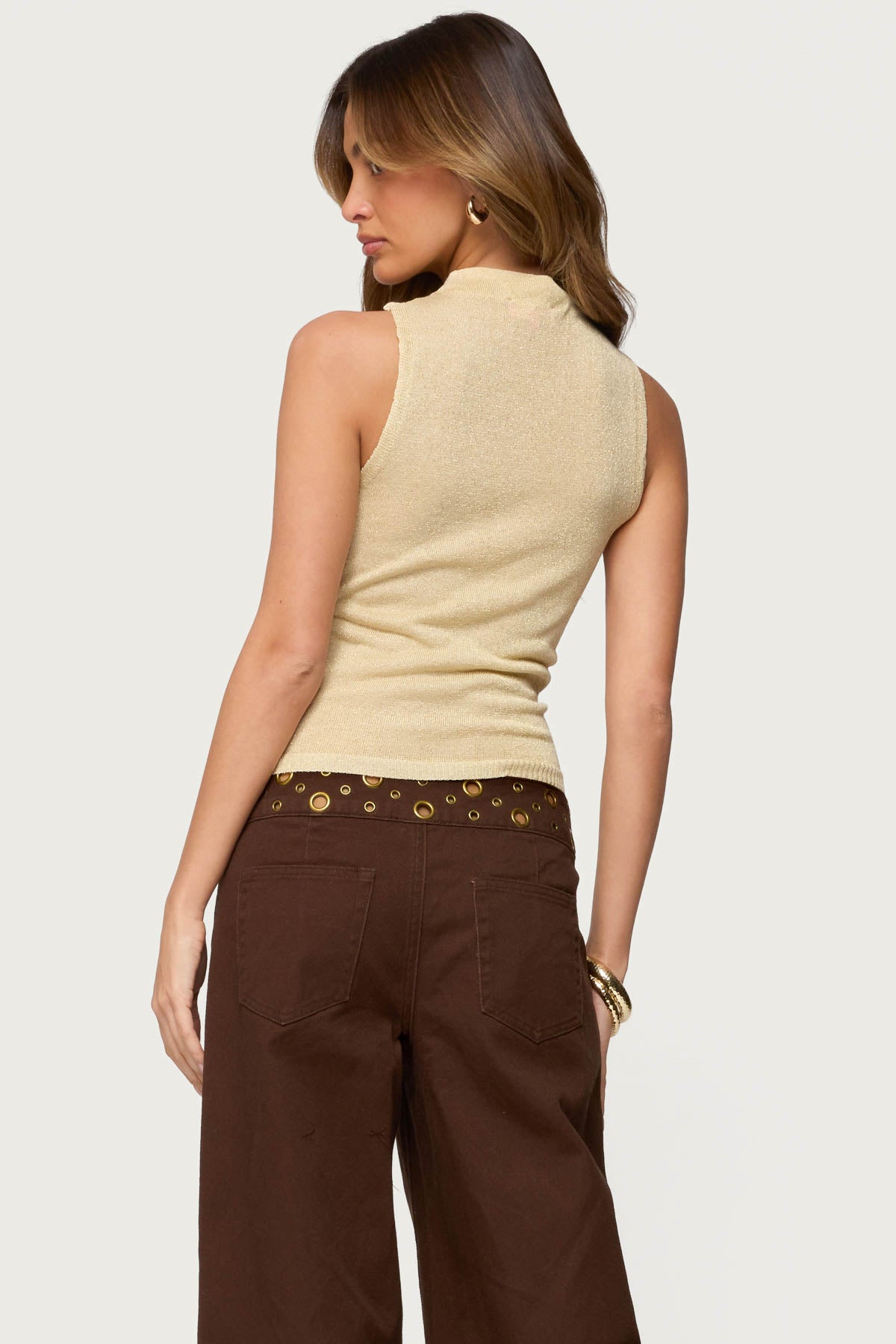 Nalia Gathered Ring Glitter Knit Top-Milans Time