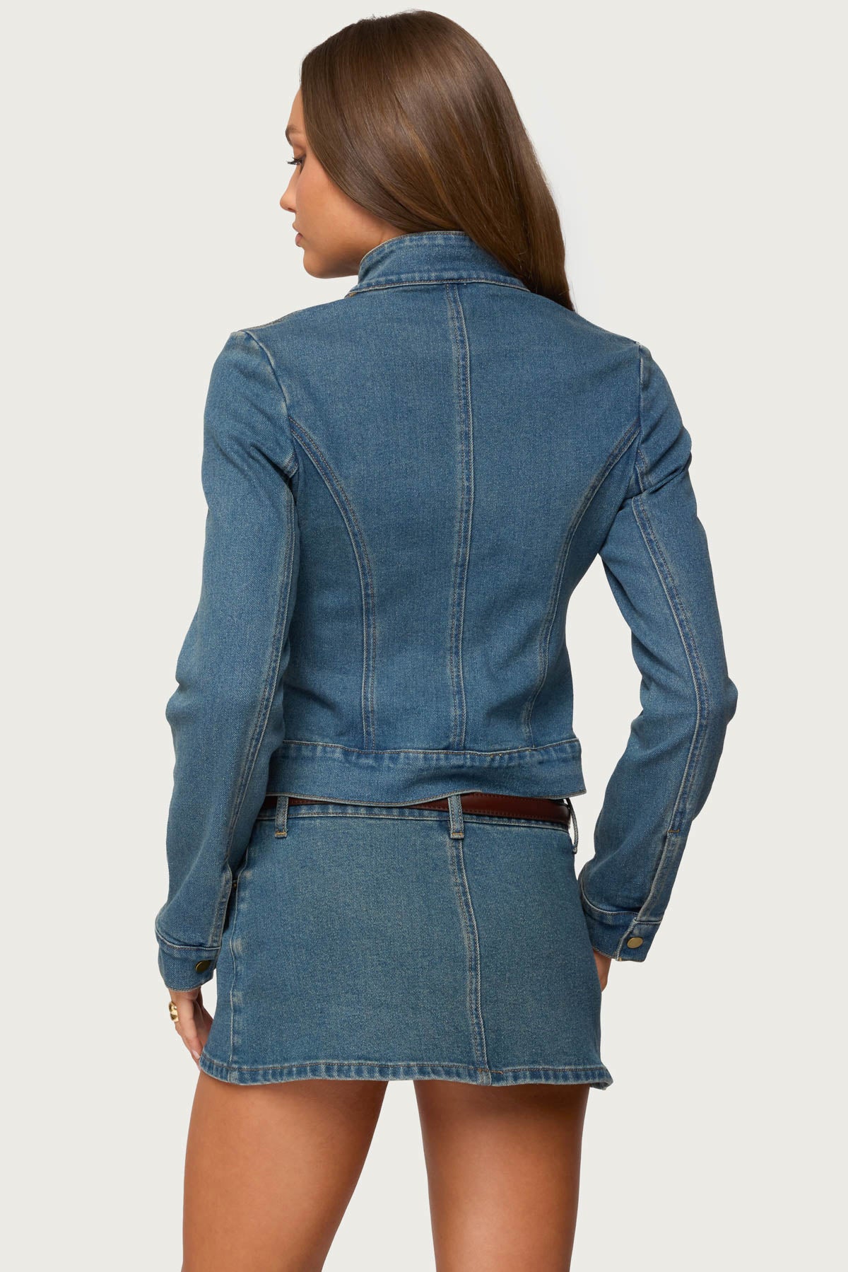 Josiee Stretchy Denim Moto Jacket-Milans Time