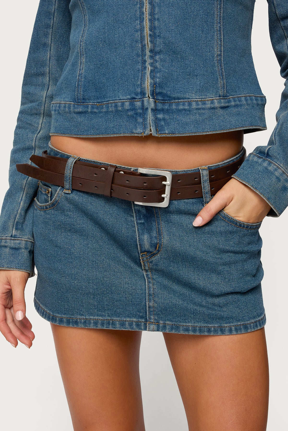 Double Look Faux Leather Belt-Milans Time