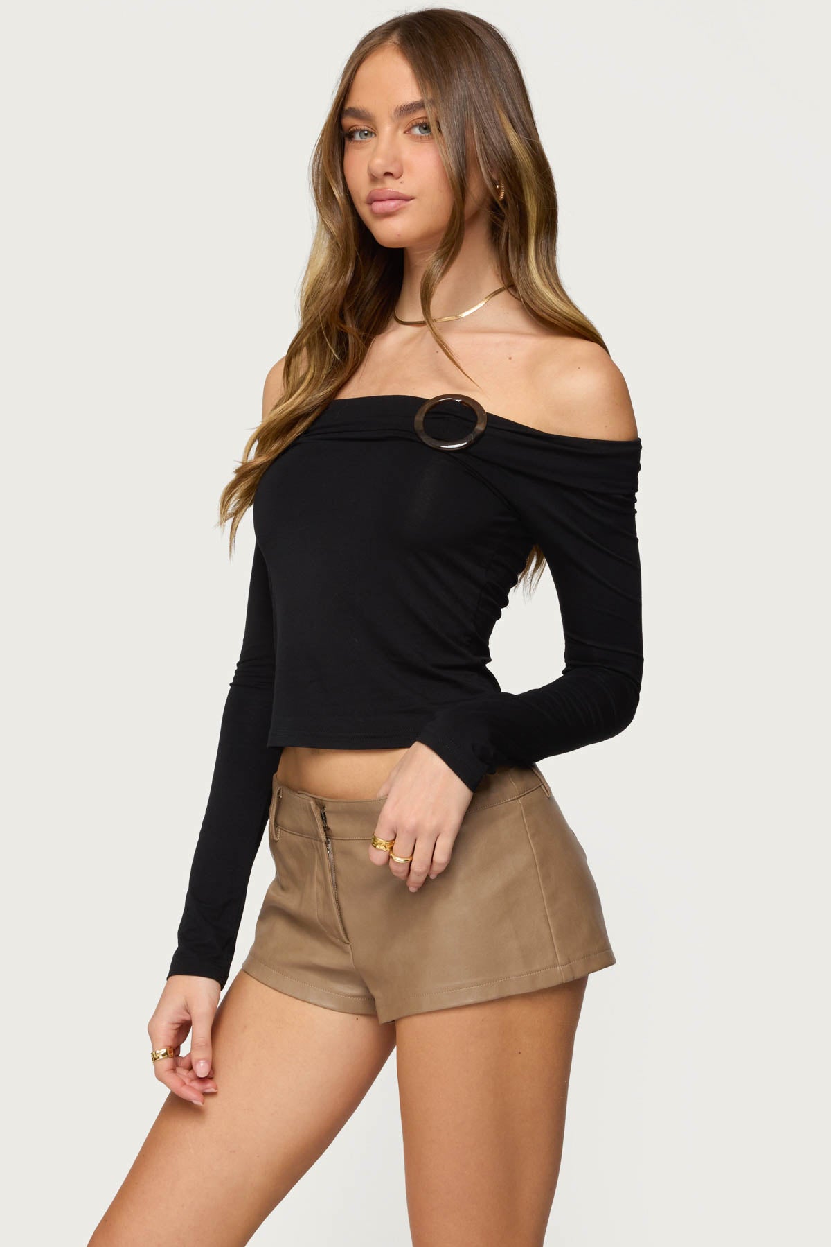 Mazi Foldover Gathered Ring Top-Milans Time