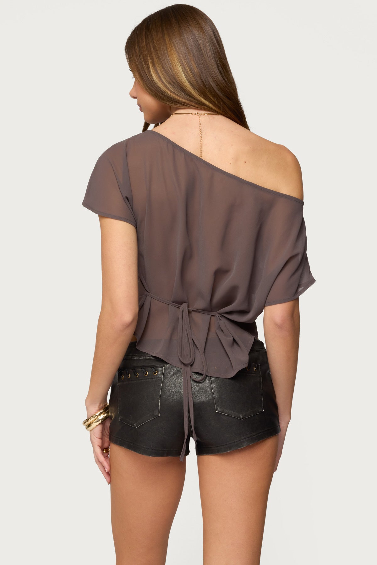 Noria Sheer Chiffon Off Shoulder Top-Milans Time
