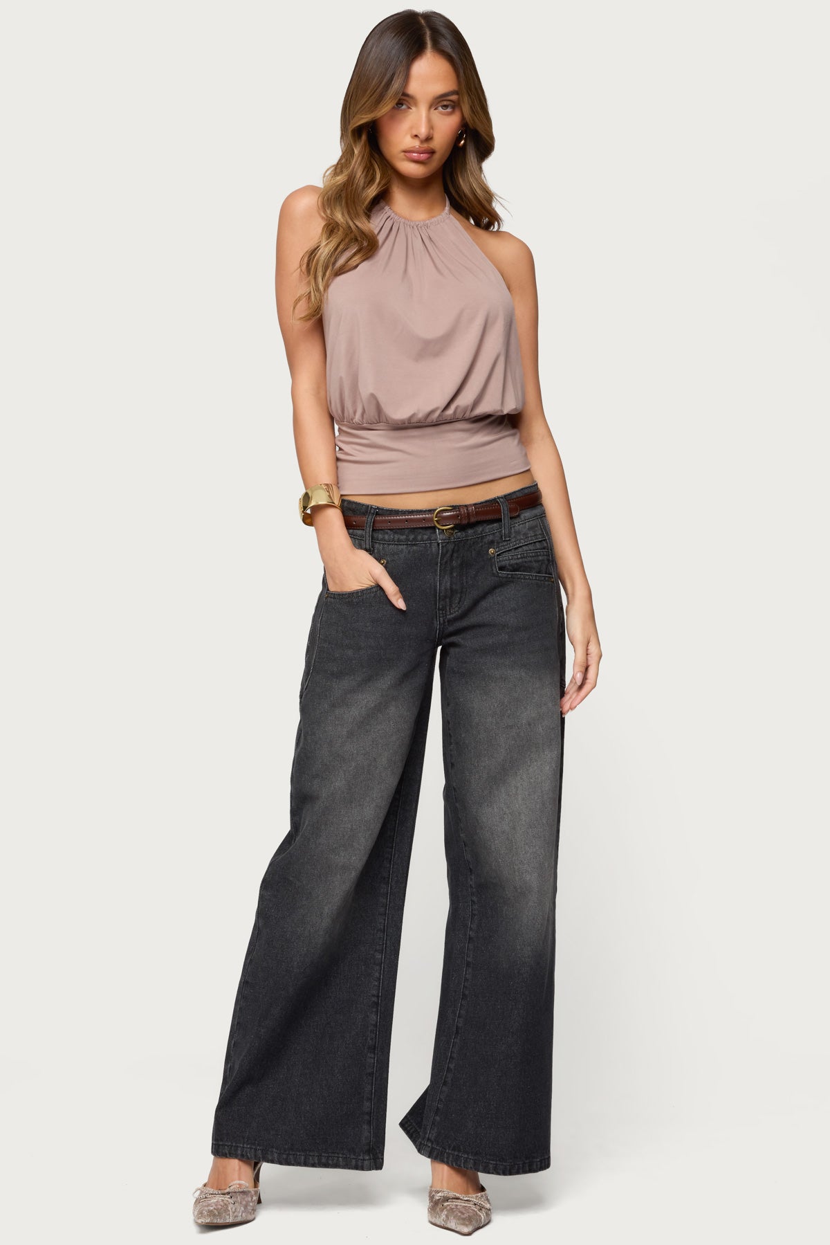 Charlize Stitched Washed Low Rise Baggy Jeans-Milans Time