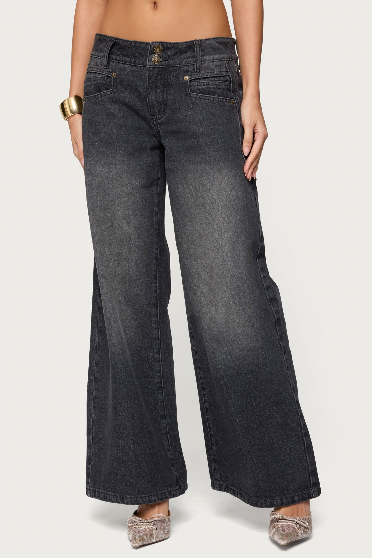 Charlize Stitched Washed Low Rise Baggy Jeans-Milans Time
