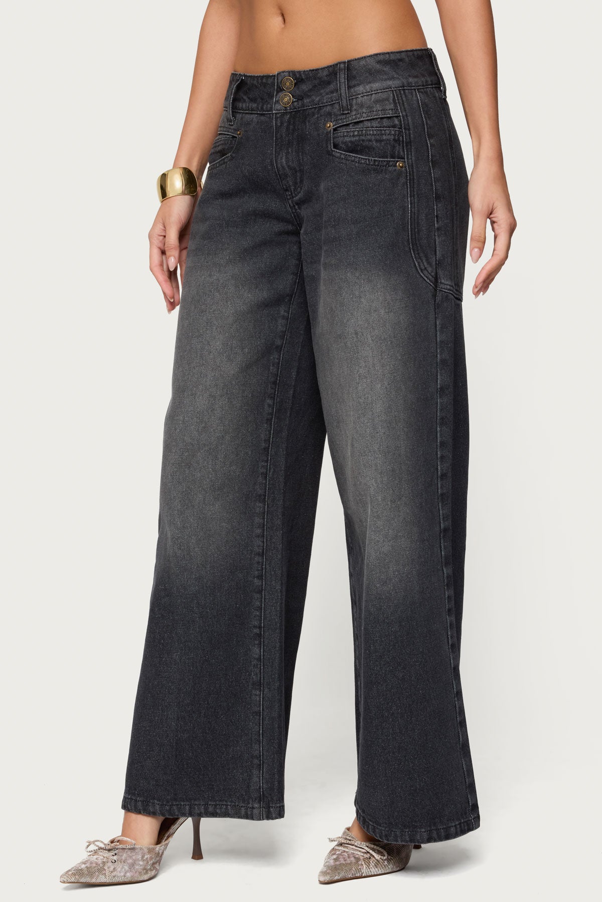Charlize Stitched Washed Low Rise Baggy Jeans-Milans Time