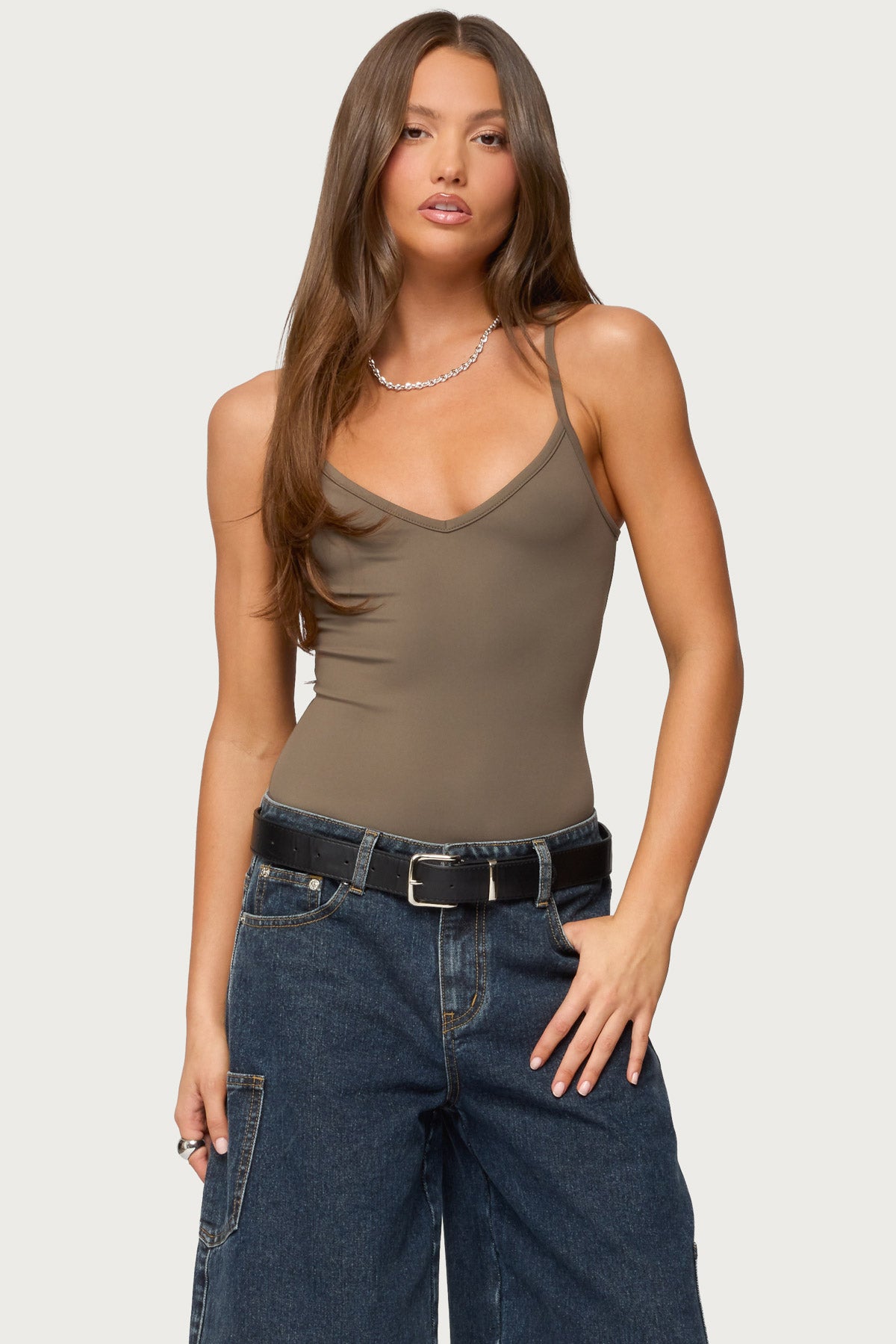 Teaghan V Neck Fitted Bodysuit-Milans Time