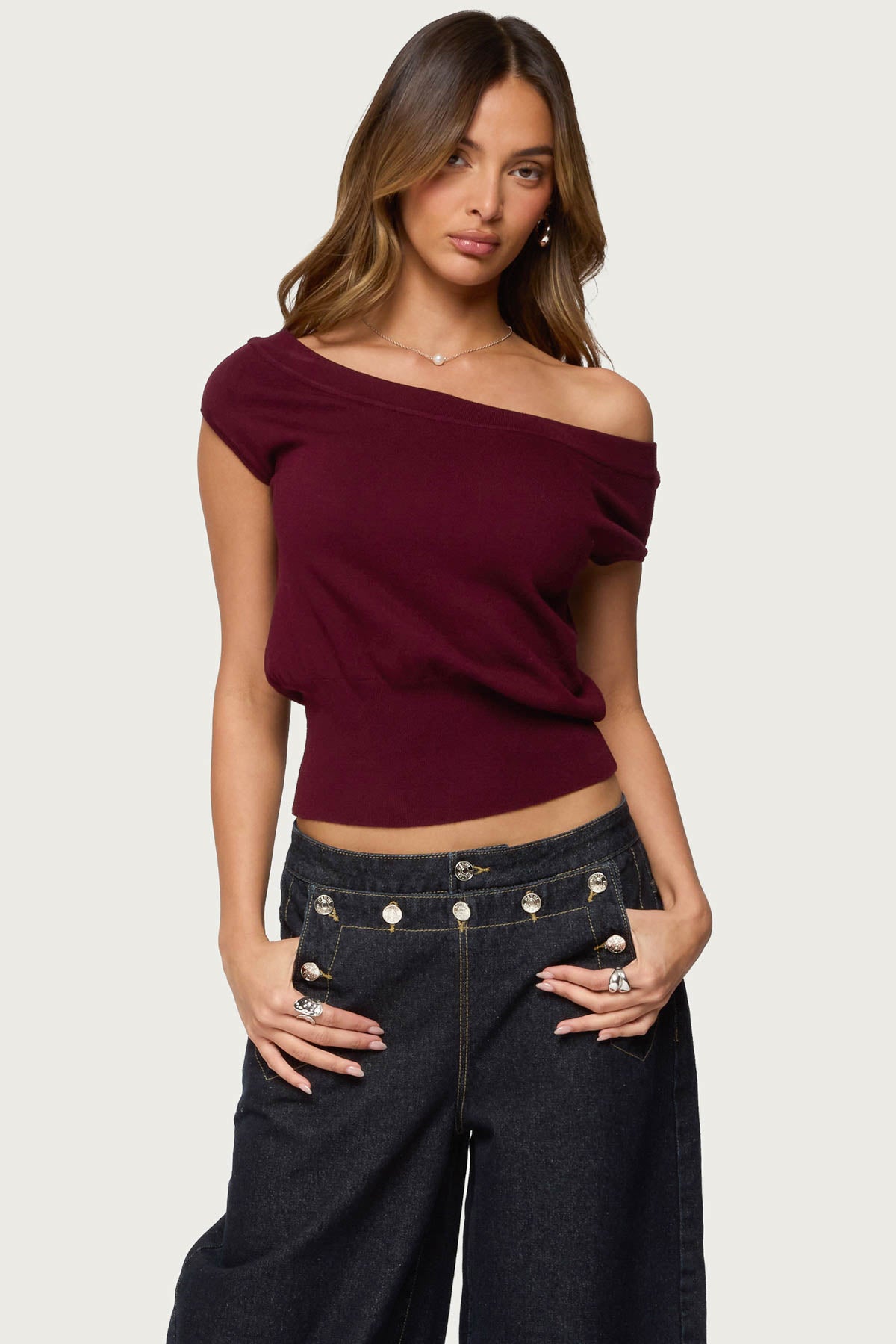 Michaela Off Shoulder Knit Top-Milans Time