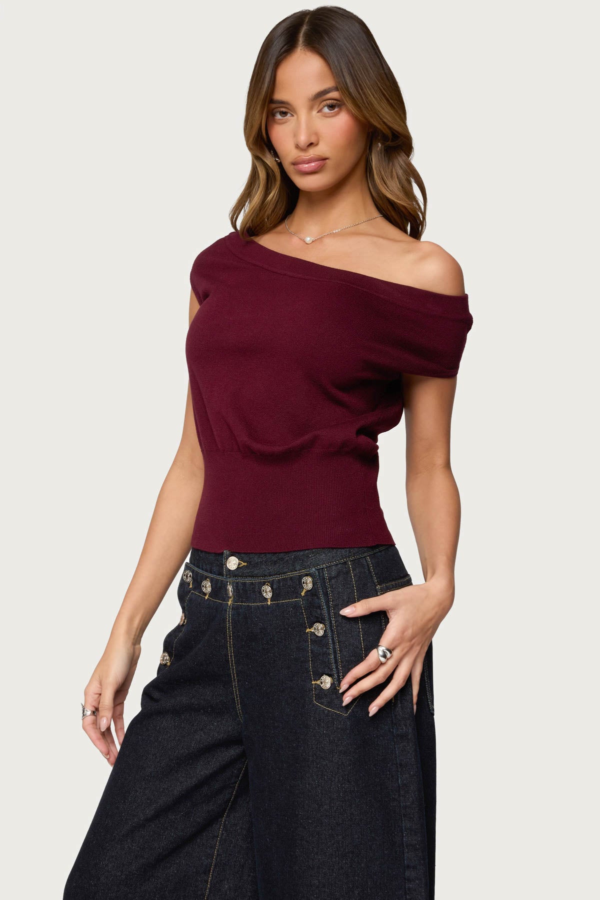 Michaela Off Shoulder Knit Top-Milans Time