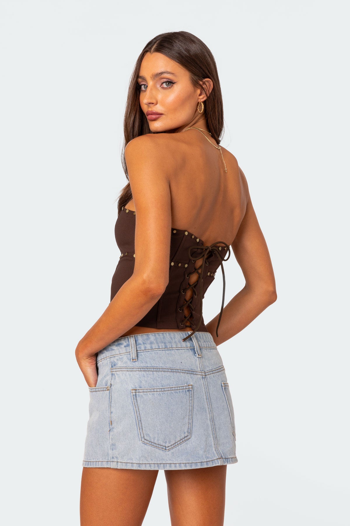 Darcy Studded Lace Up Corset-Milans Time