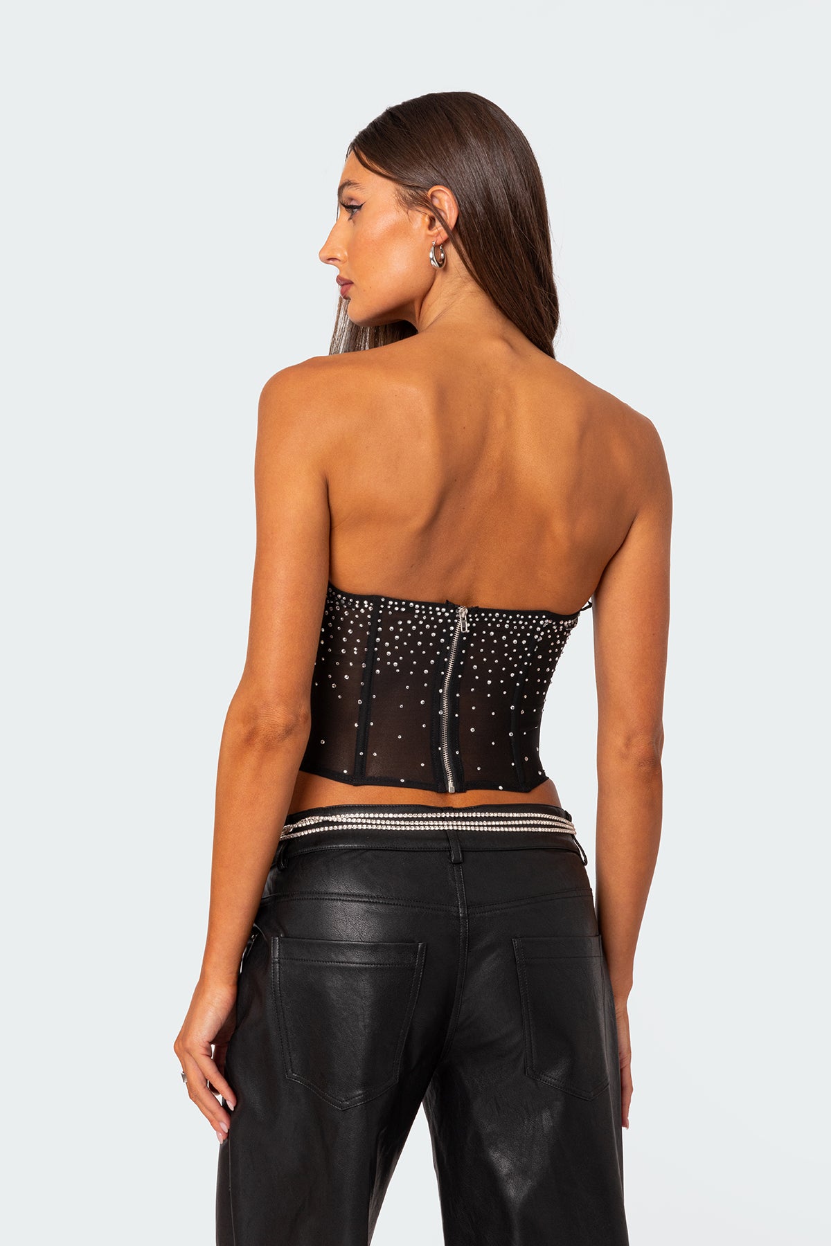 Sheer Rhinestone Corset-Milans Time