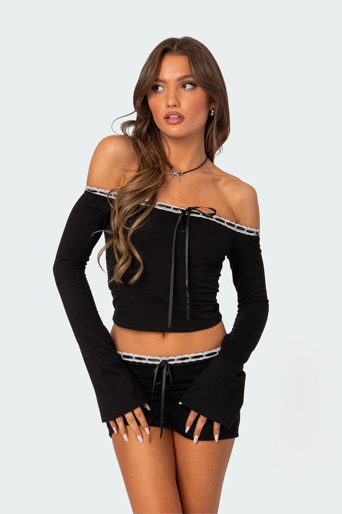 Seline Ribbon Trim Top-Milans Time