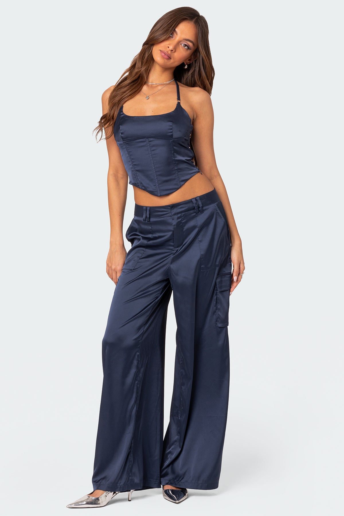Kelsey Satin Effect Trousers-Milans Time