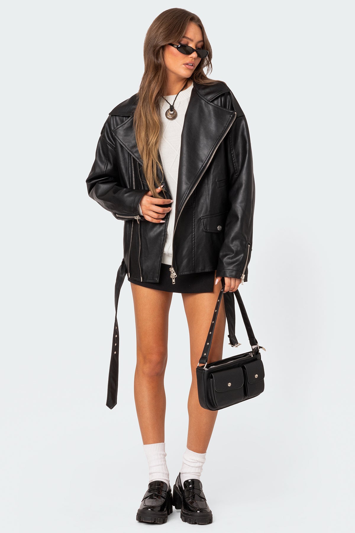 Wrenley Oversized Faux Leather Jacket-Milans Time