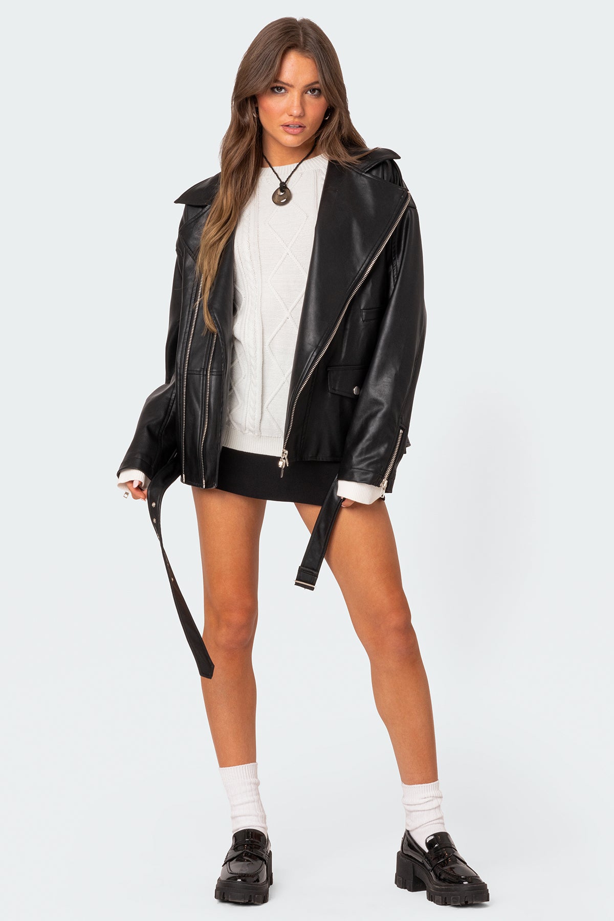 Wrenley Oversized Faux Leather Jacket-Milans Time