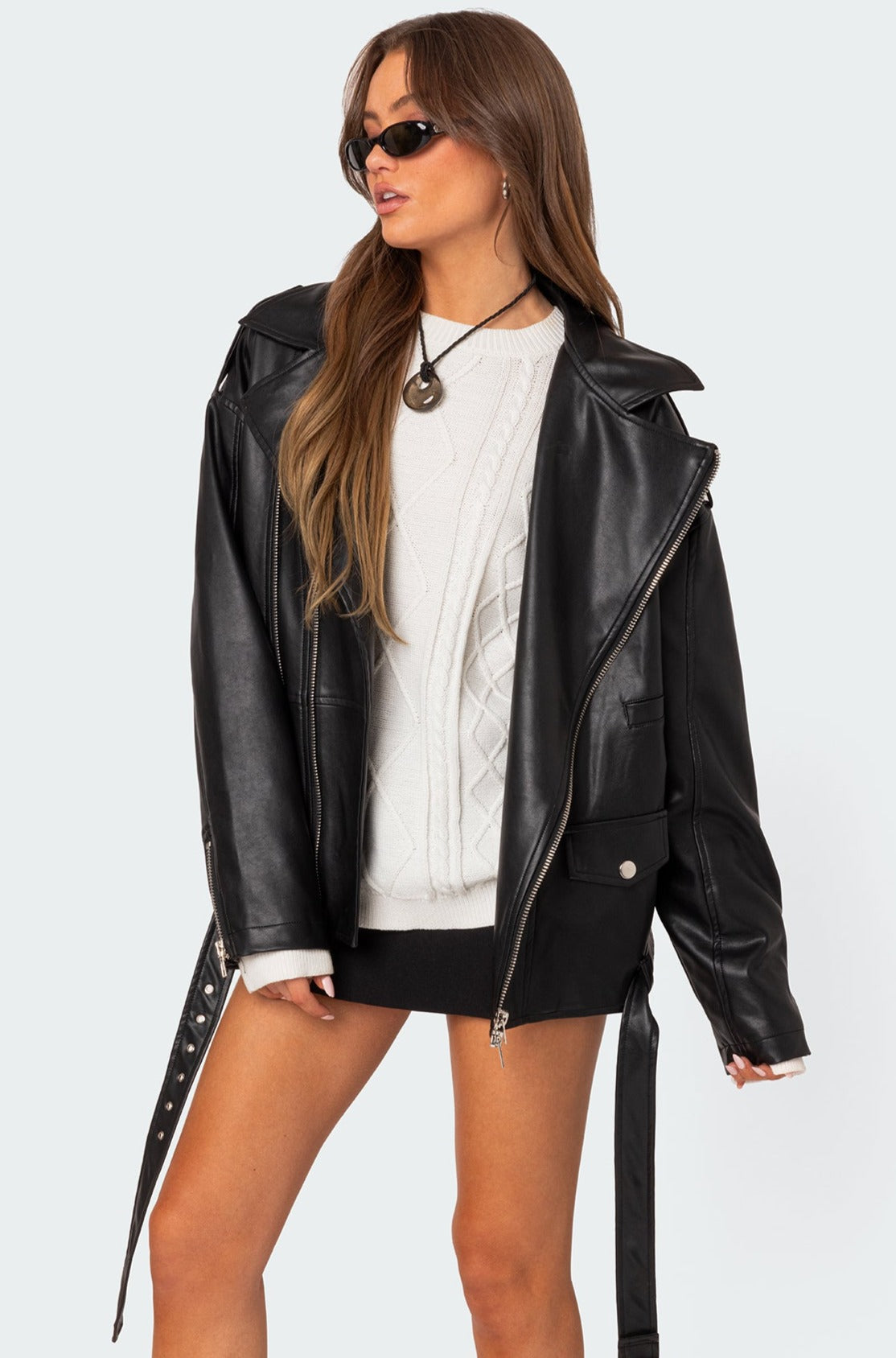 Wrenley Oversized Faux Leather Jacket-Milans Time