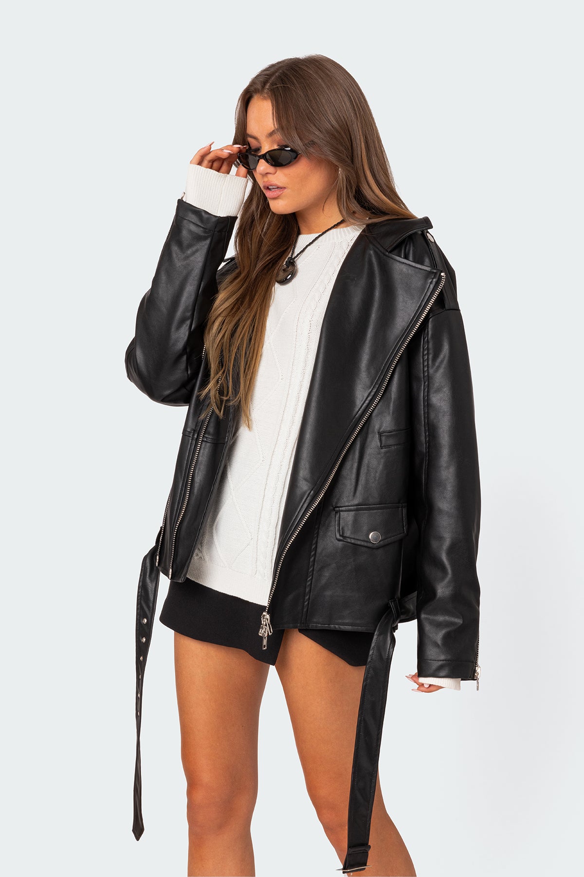 Wrenley Oversized Faux Leather Jacket-Milans Time