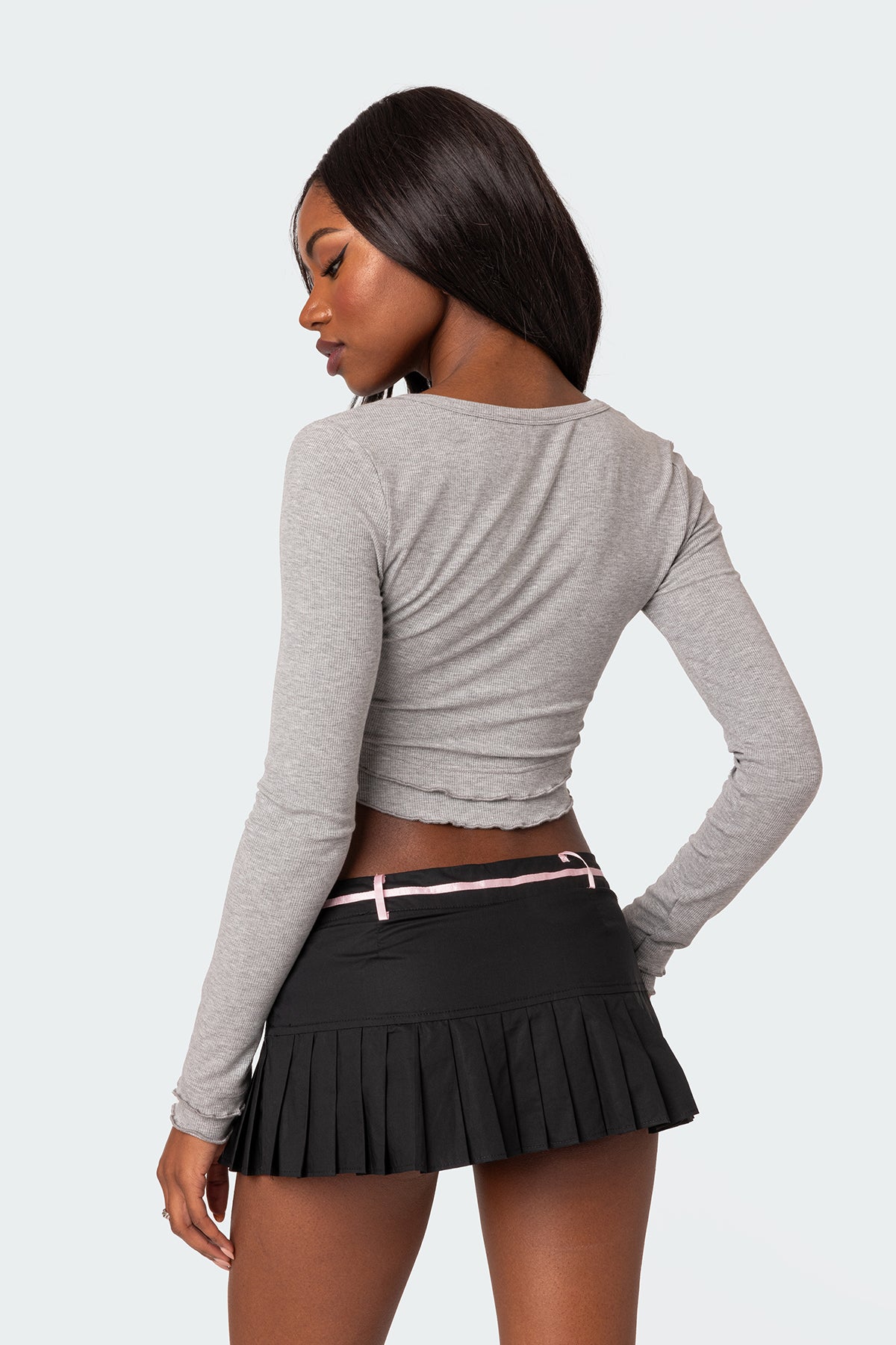 Yara Ribbed Ruffle Hem Top-Milans Time