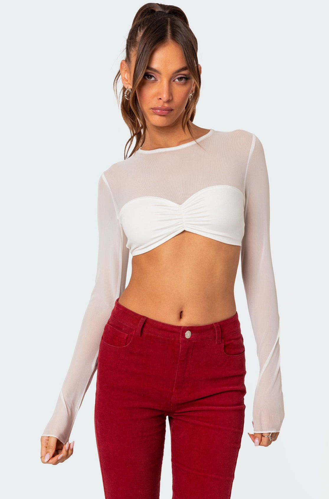 Night Out Sheer Crop Top-Milans Time